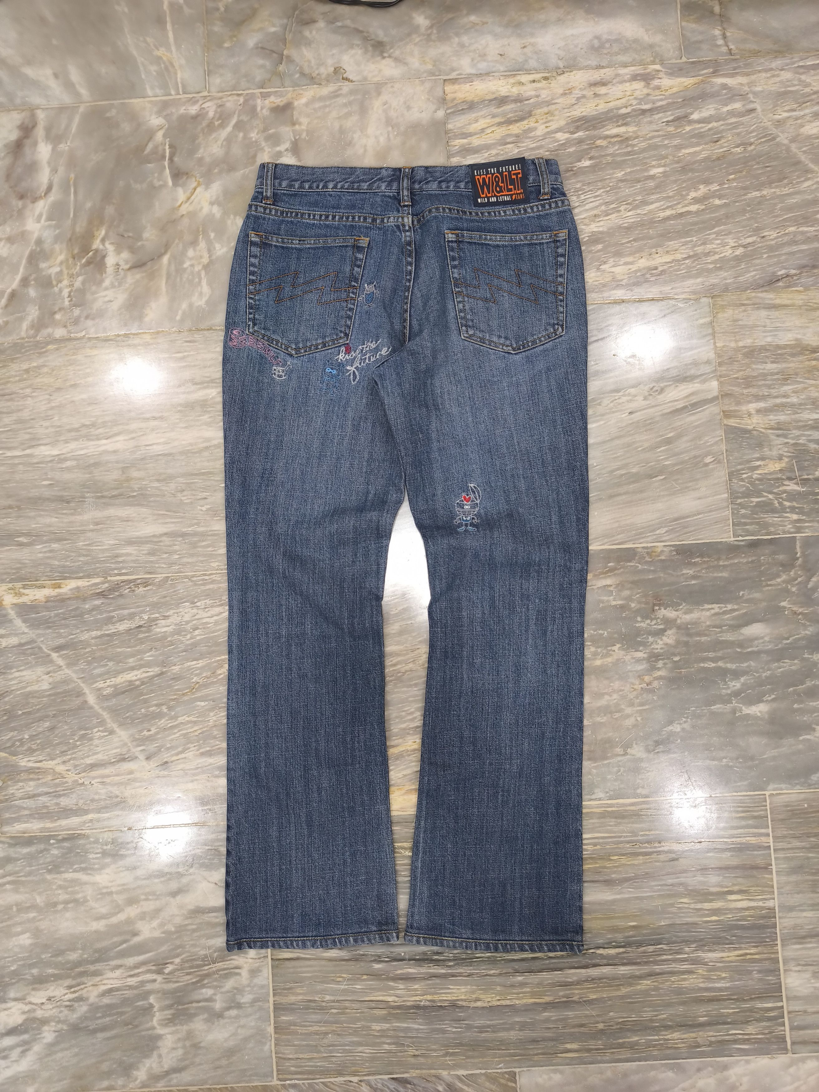 Walter Van Beirendonck Vintage W&LT Embroidery Design Jeans Size 29" - 5 Thumbnail