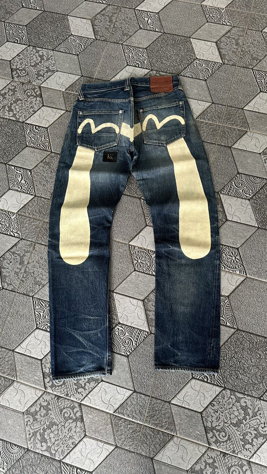 Evisu Jeans Baggy Evisu Daicock Lot 2000 White Red | Grailed