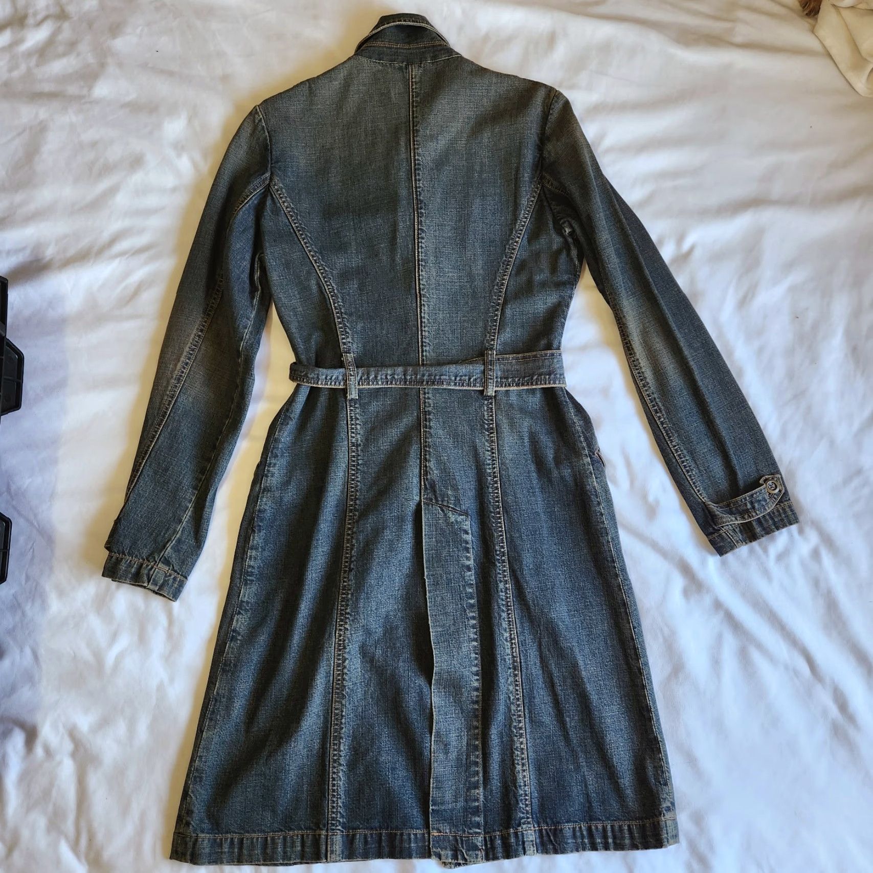 Lucky Brand VINTAGE Lucky Brand Denim Coat 90s Trench Jacket with Belt Women Medium Blue Size M / US 6-8 / IT 42-44 - 4 Thumbnail