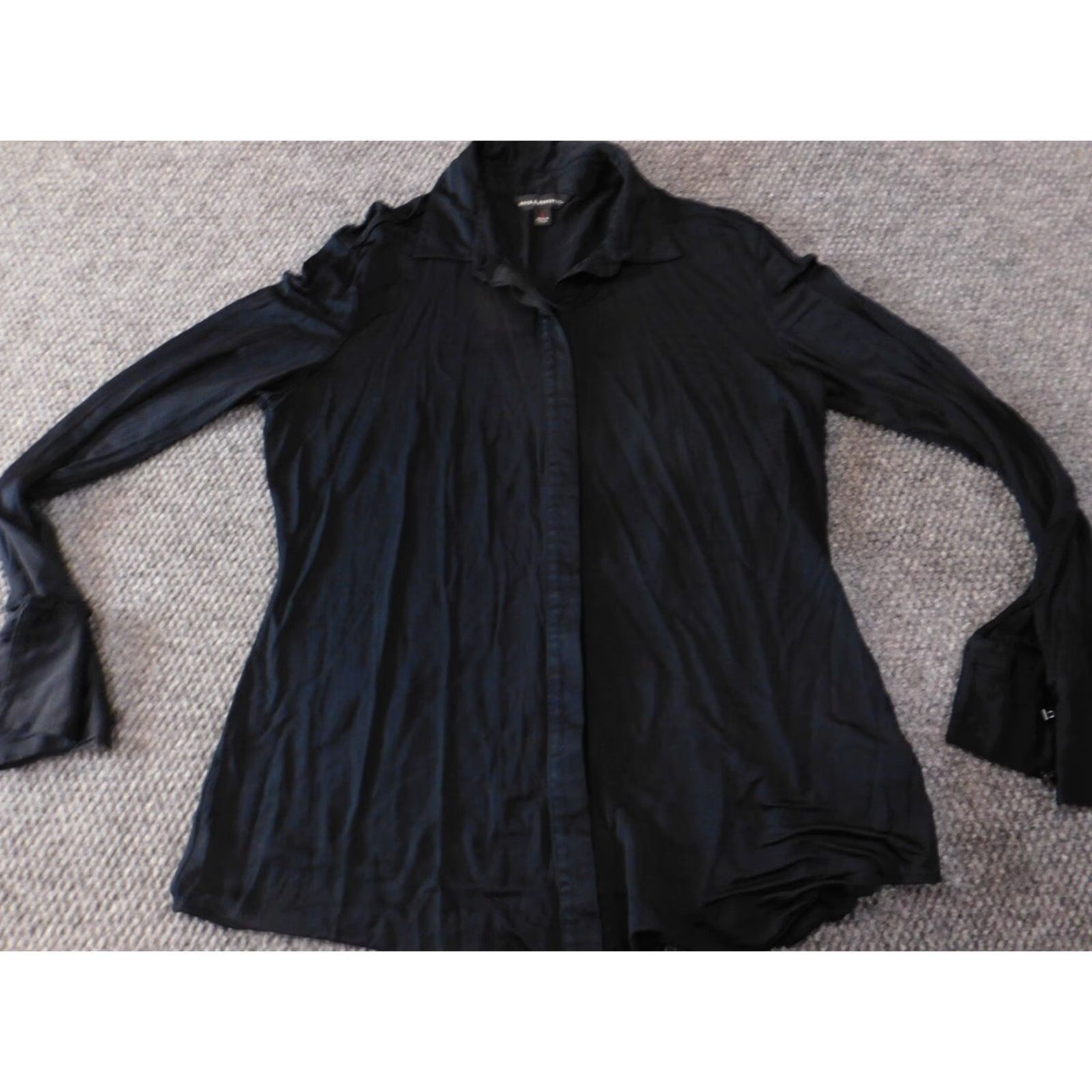 Vintage Rock & Republic Womens Blouse Large Black Button Up Casual Rayon Shirt Button-Up Shirt Womens L Black Casual Rayon Rock & Republic Size L / US 10 / IT 46 - 2 Thumbnail