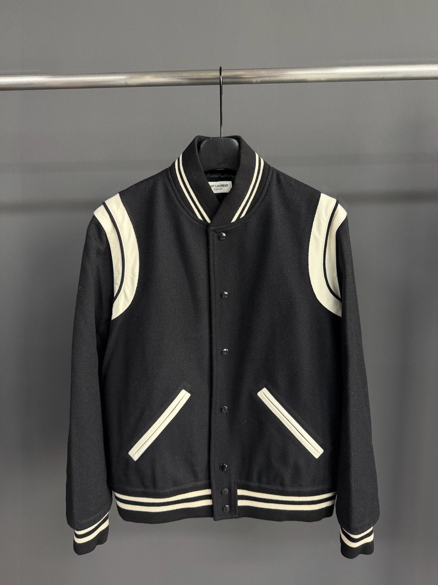 Saint Laurent Paris Saint Laurent Black White Varsity Jacket Size US L / EU 52-54 / 3 - 1 Thumbnail
