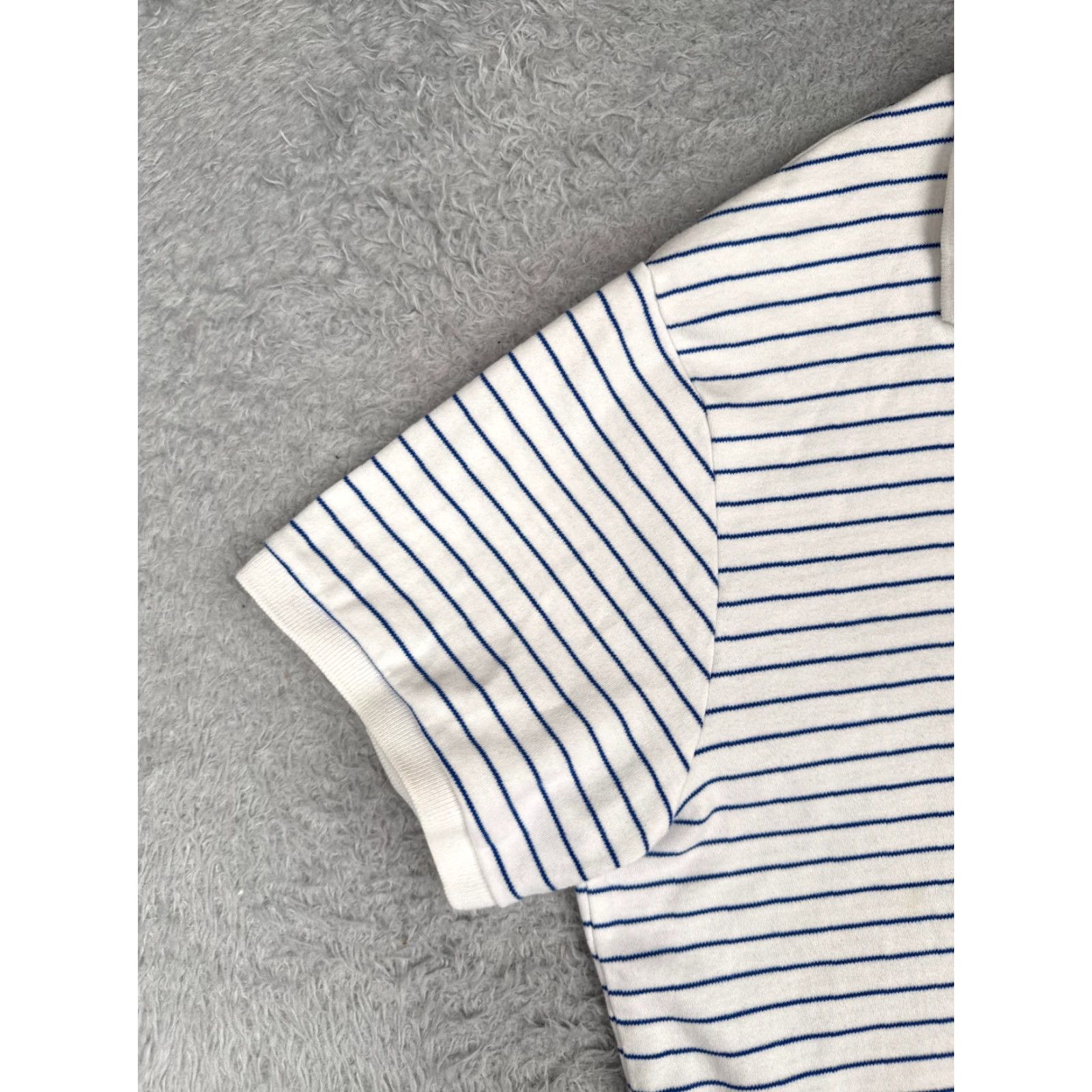 Ralph Lauren VINTAGE Polo Ralph Lauren Shirt Men Large Blue White Stripe 100% Cotton Slim Fit Short Sleeve 40" Chest Mens Size US L / EU 52-54 / 3 - 3 Thumbnail
