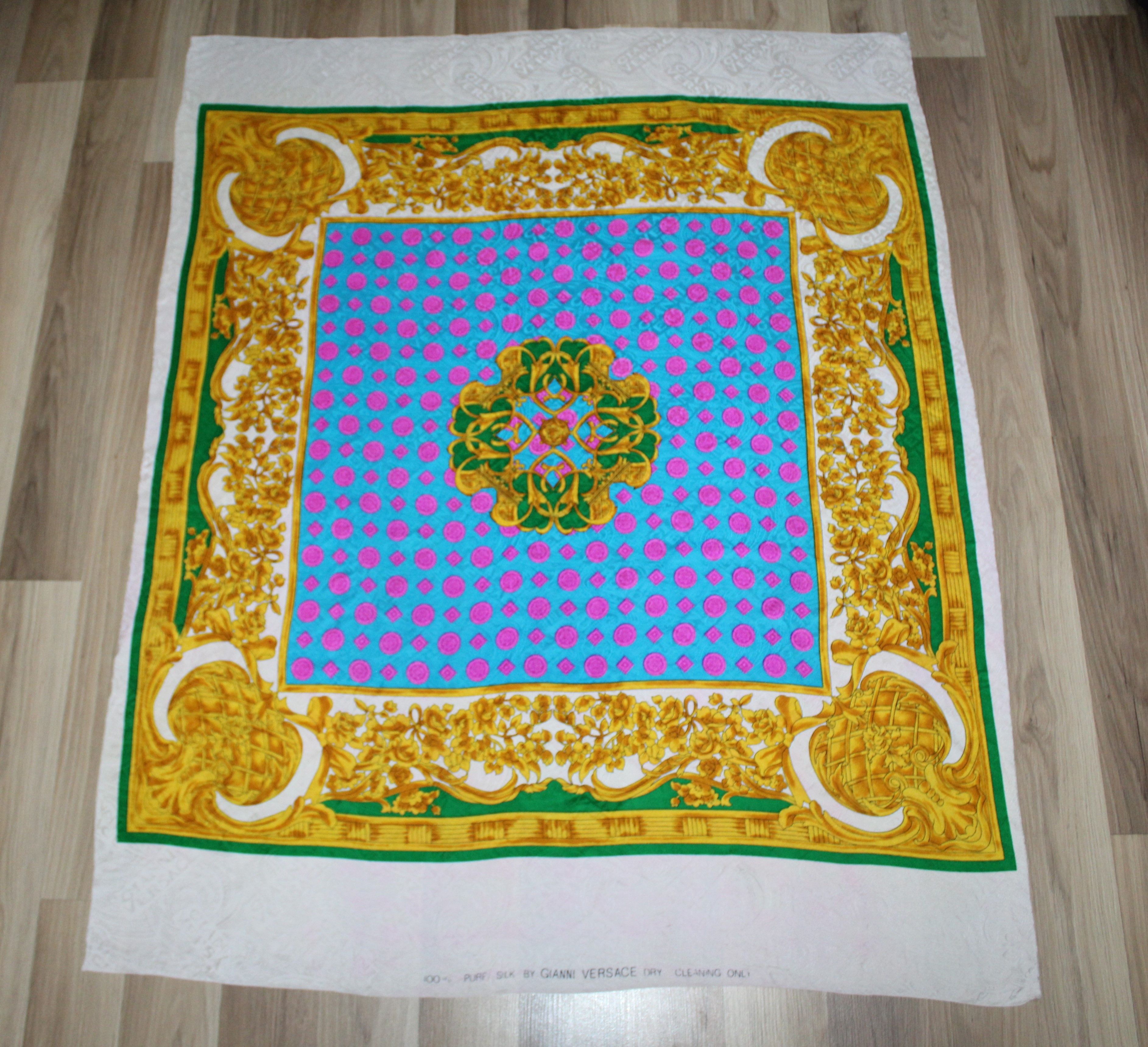Rare Vintage Unfinished Gianni Versace 100% Silk Scarf