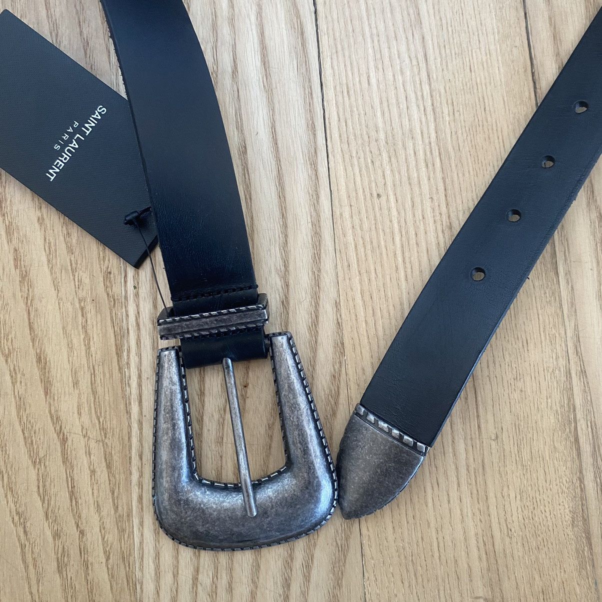 Saint Laurent Paris Saint Laurent SS21 YSL Leather Folk Western Buckle Belt 105 Size ONE SIZE - 3 Thumbnail