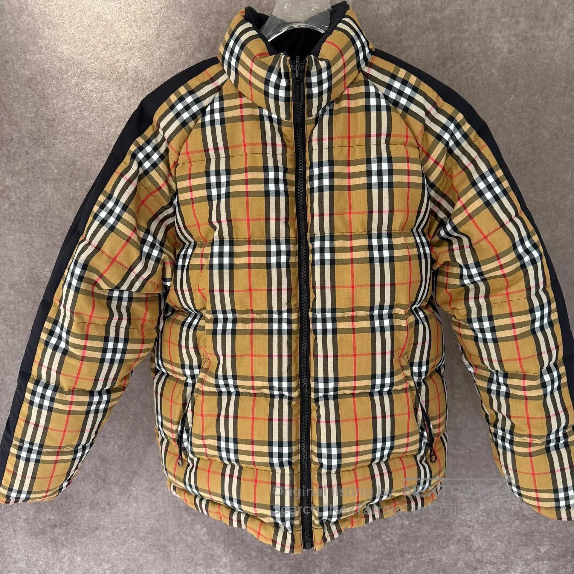 Burberry Black Padded Jacket with White Stripes and High Collar. Size US S / EU 44-46 / 1 - 4 Thumbnail
