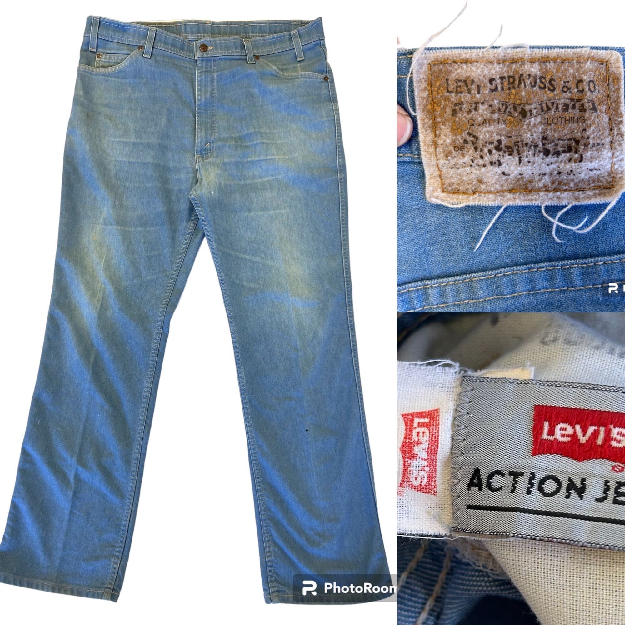 image of Levis 80’S Levi’S Action Blue Jeans Distressed Denim Work Pants 38, Men's