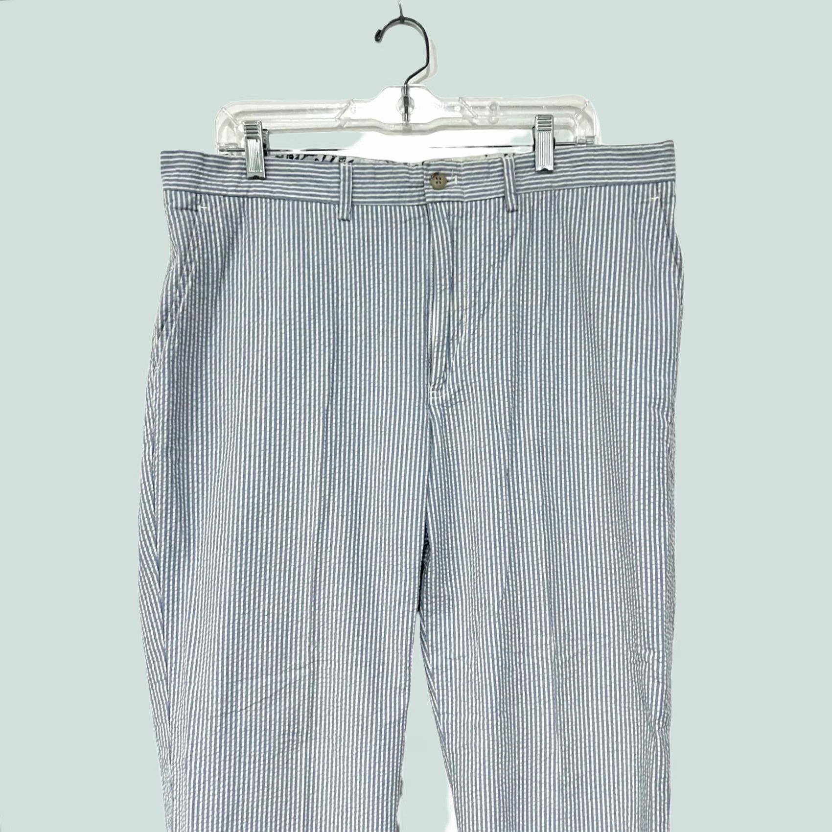 Polo Ralph Lauren Polo Ralph Lauren Seersucker Pants 36x29 Blue/White Striped Flat Front Classic Mens Pants Size US M / EU 48-50 / 2 - 1 Thumbnail