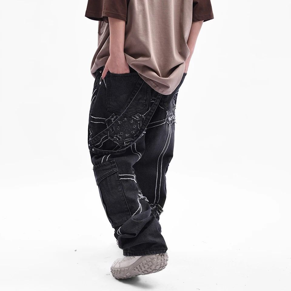 Japanese Brand × Vintage Oversized Hip Hop Wide Leg Jeans Men Y2k Punk Graphic Size US 35 - 2 Thumbnail