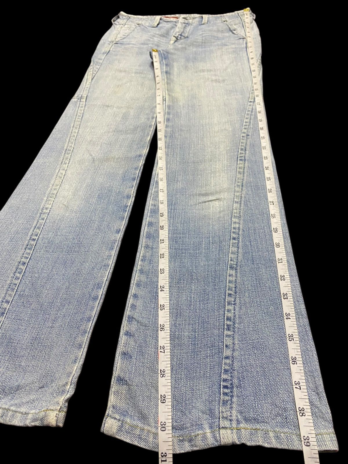 Japanese Brand Vintage Nouvelle Aggressive Woman Faded Flare Jeans Size 28" / US 6 / IT 42 - 16 Thumbnail
