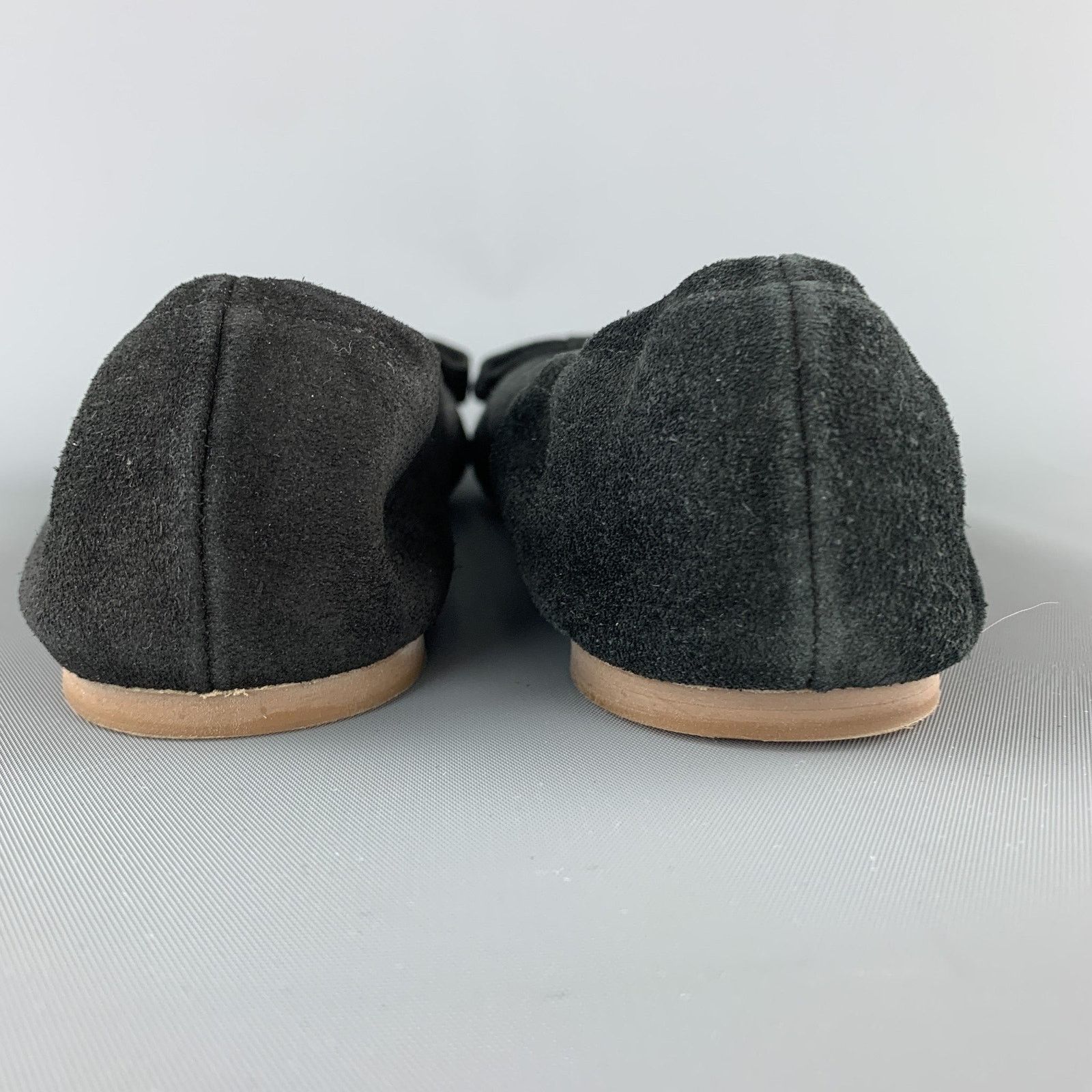 Ralph Lauren RALPH LAUREN COLLECTION Size 7 Black Suede Bow Flats Size US 7 / IT 37 - 7 Thumbnail
