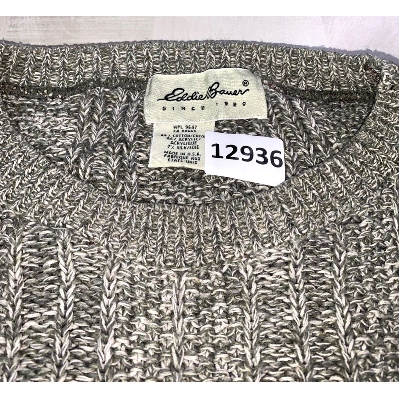 Eddie Bauer VINTAGE Eddie Bauer Sweater Women's Medium Silk Cotton Blend Chunky-Knit Crew Neck Gray USA 90s Pullover Mens Womens? Size M / US 6-8 / IT 42-44 - 4 Thumbnail