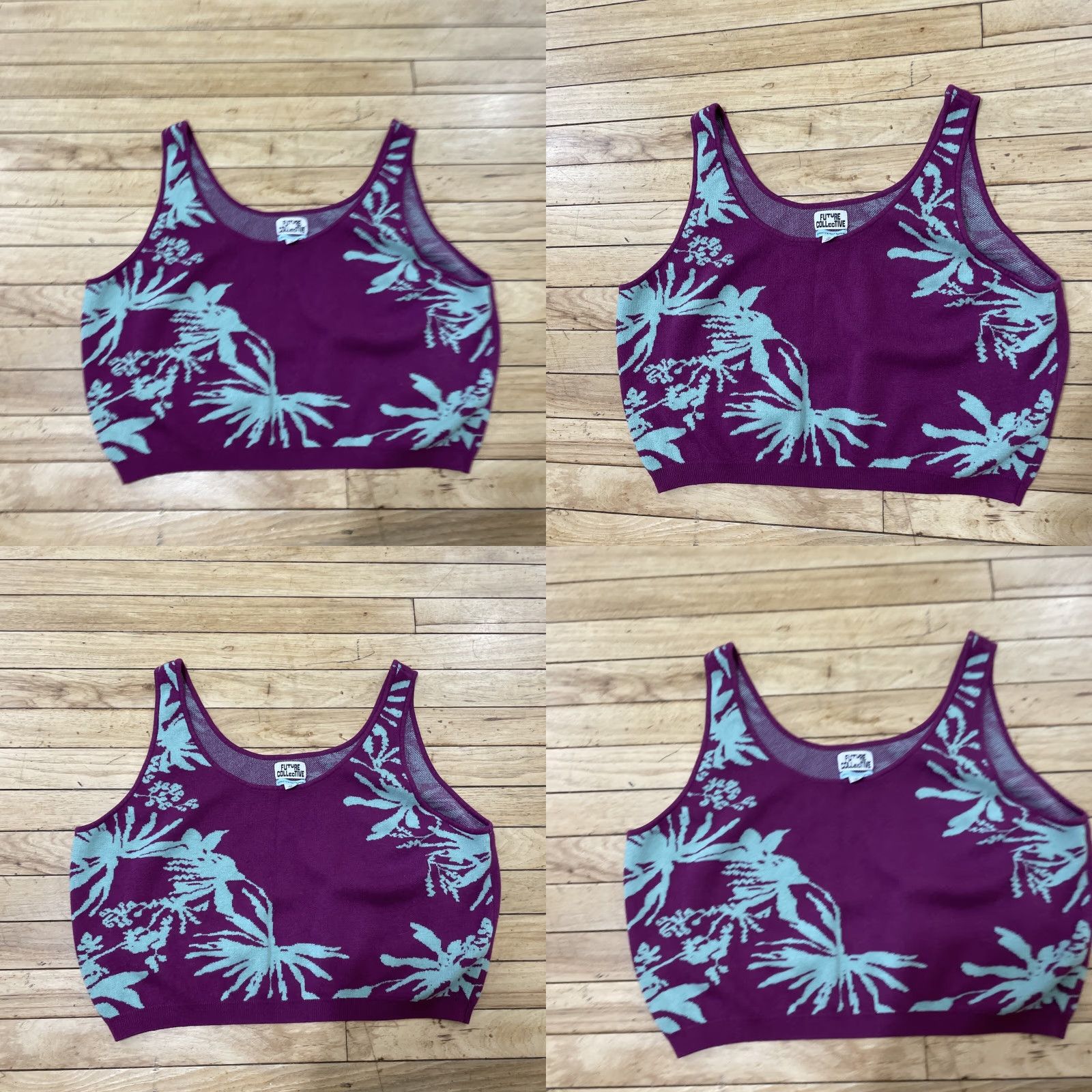 Vintage FUTURE COLLECTIVE Gabriella Karefa-Johnson Knit Tank Top Womens 2X Purple Floral Shirt Tank Women 2X Purple Floral Size XXL / US 16-18 / IT 52-54 - 9 Thumbnail