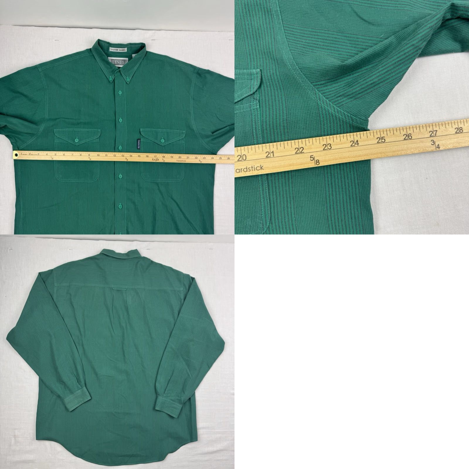 Levi's VINTAGE Levi's Button-Up Shirt Adult Large Green Striped Collared 80s Casual Mens Size US L / EU 52-54 / 3 - 8 Thumbnail