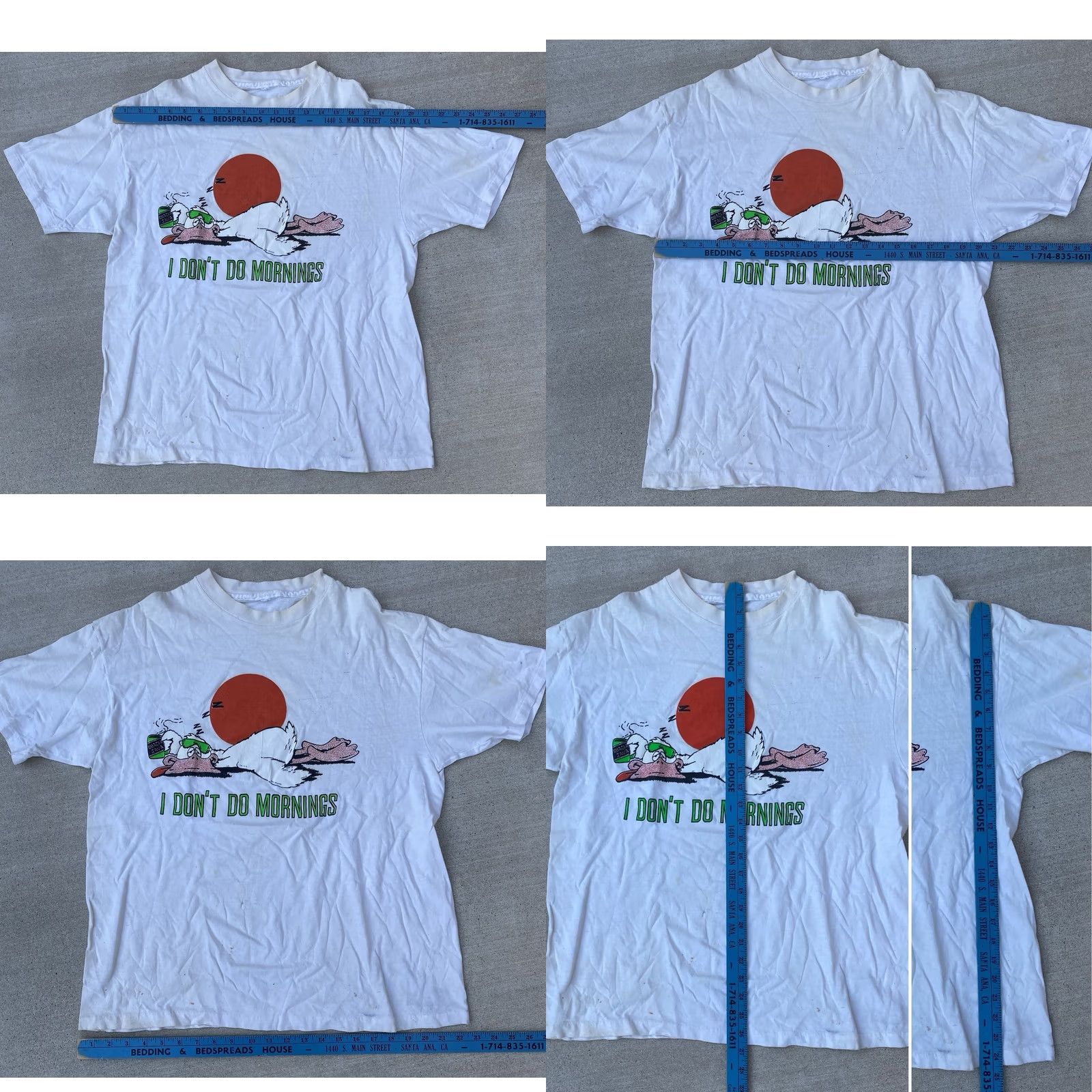 Vintage Vintage I Dont Do Mornings Quacks Java T Shirt XL White Bird Single Stitch Distressed Stained Holes Mens Shirt Size US XL / EU 56 / 4 - 11 Thumbnail