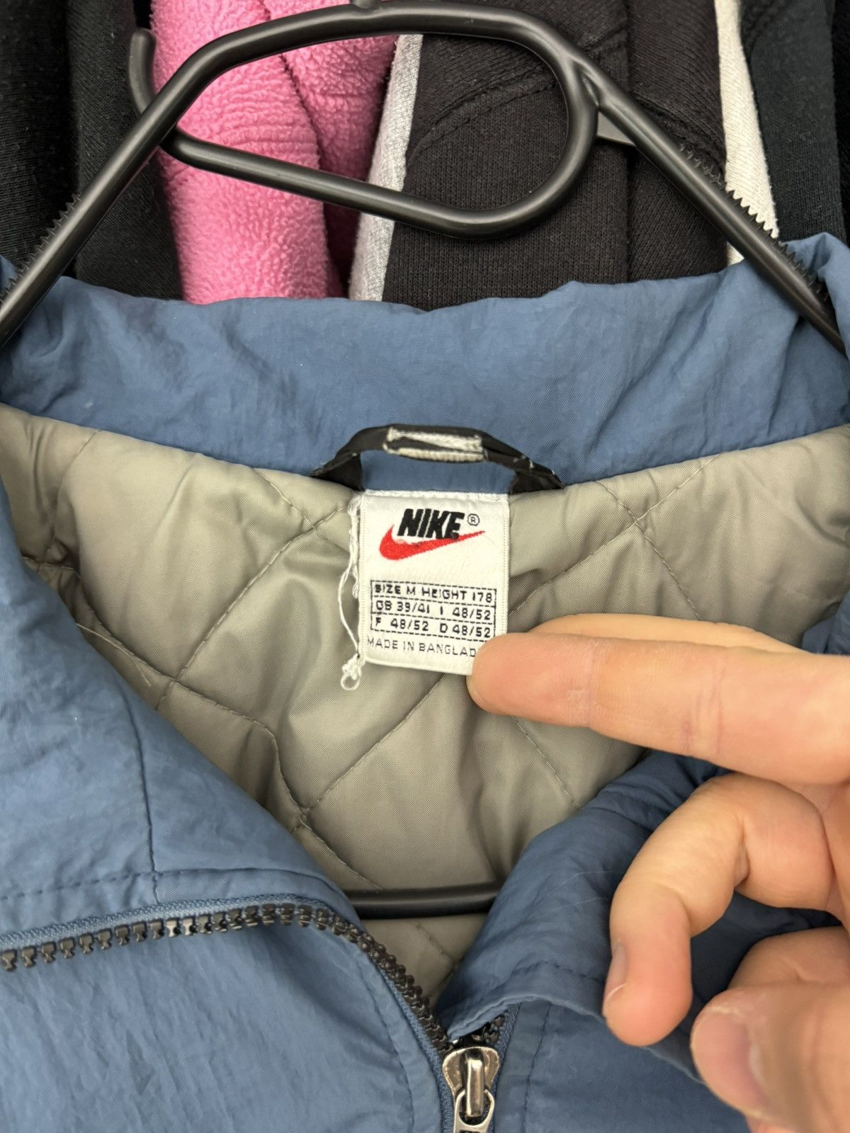 Nike × Vintage Vintage Nike Central Swoosh Bomber Jacket 90s y2k beige blue Size US M / EU 48-50 / 2 - 8 Thumbnail