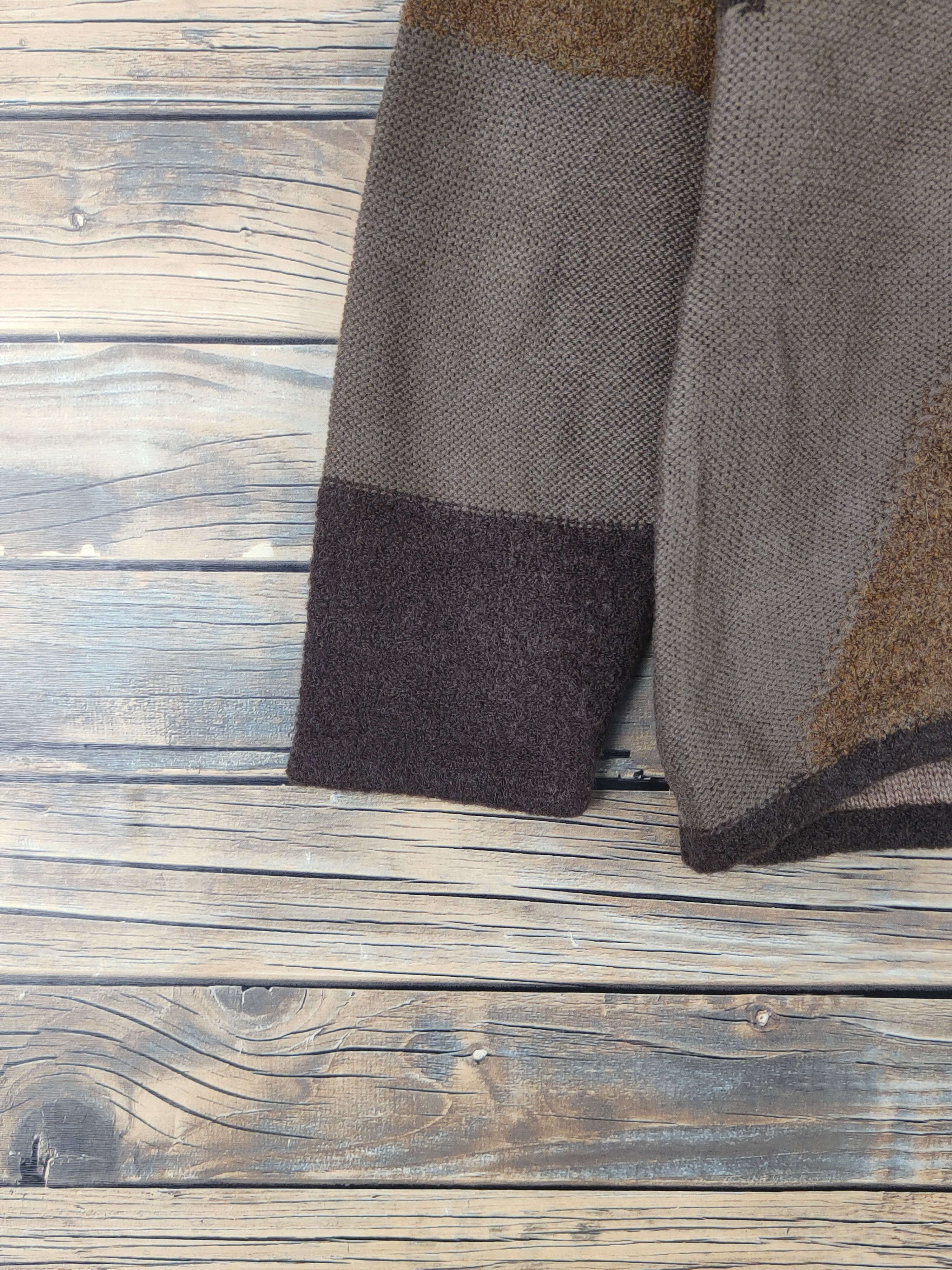 Homespun Knitwear × Japanese Brand × Vintage Mimosalip Dark Brown Knitwear patchwork Sweatshirts #W1270 Size US S / EU 44-46 / 1 - 4 Thumbnail