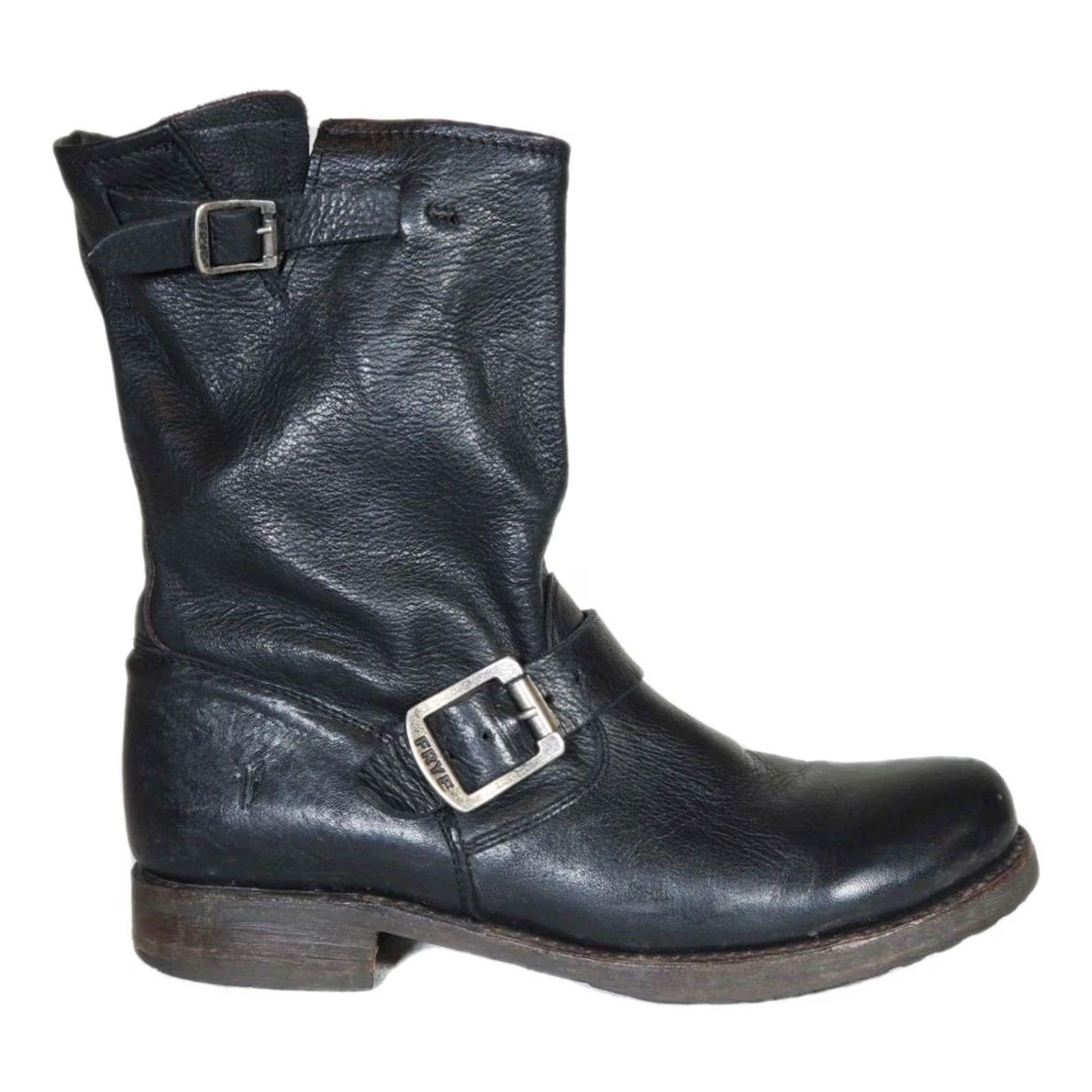 Frye Frye Veronica Short Slouch Boot Women US 7 Black Leather Biker Buckles Size 28" / US 6 / IT 42 - 2 Thumbnail