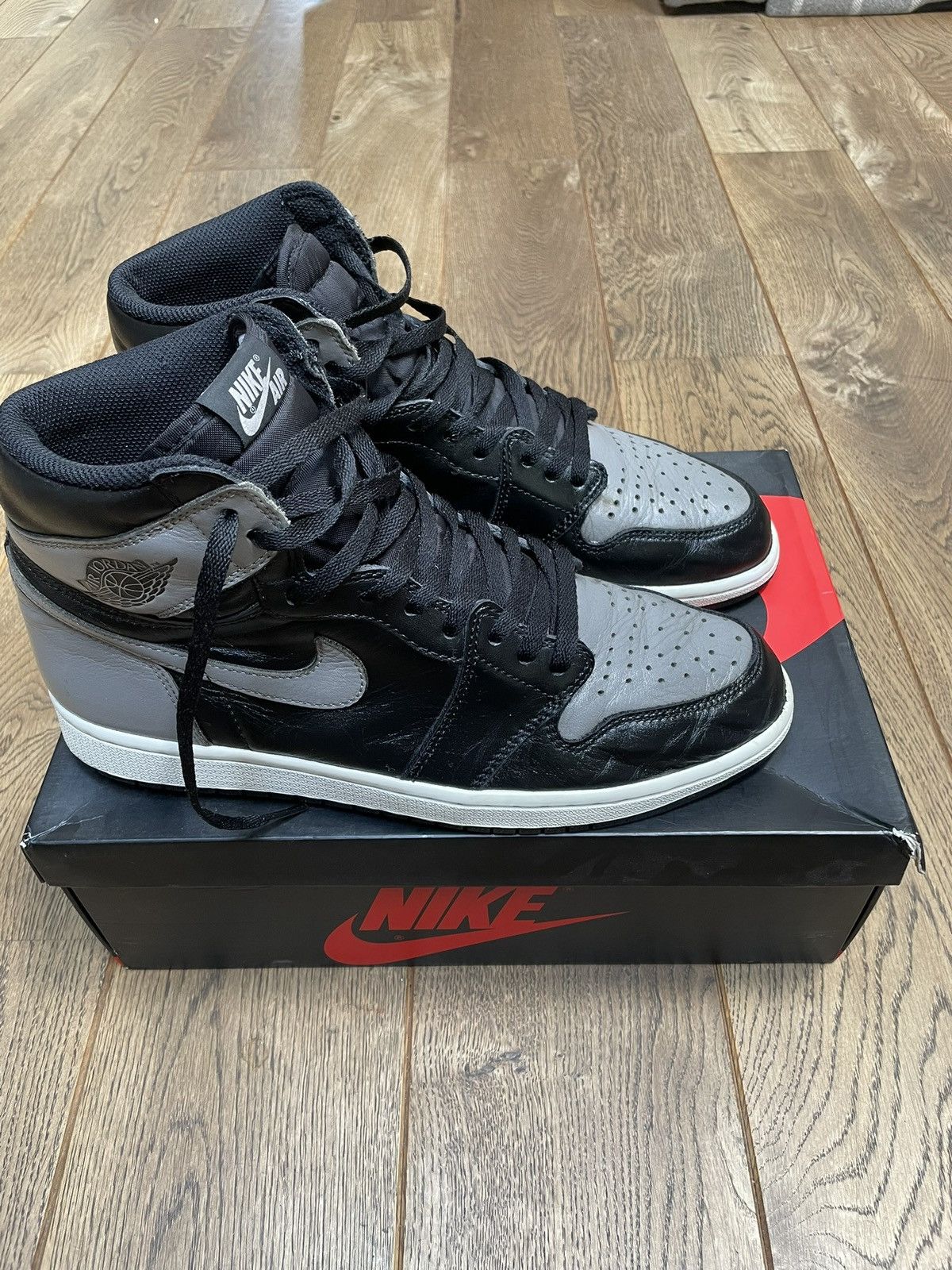 Nike Nike air jordan 1 high shadow black/medium grey-white Size US 11.5 / EU 44-45 - 4 Thumbnail