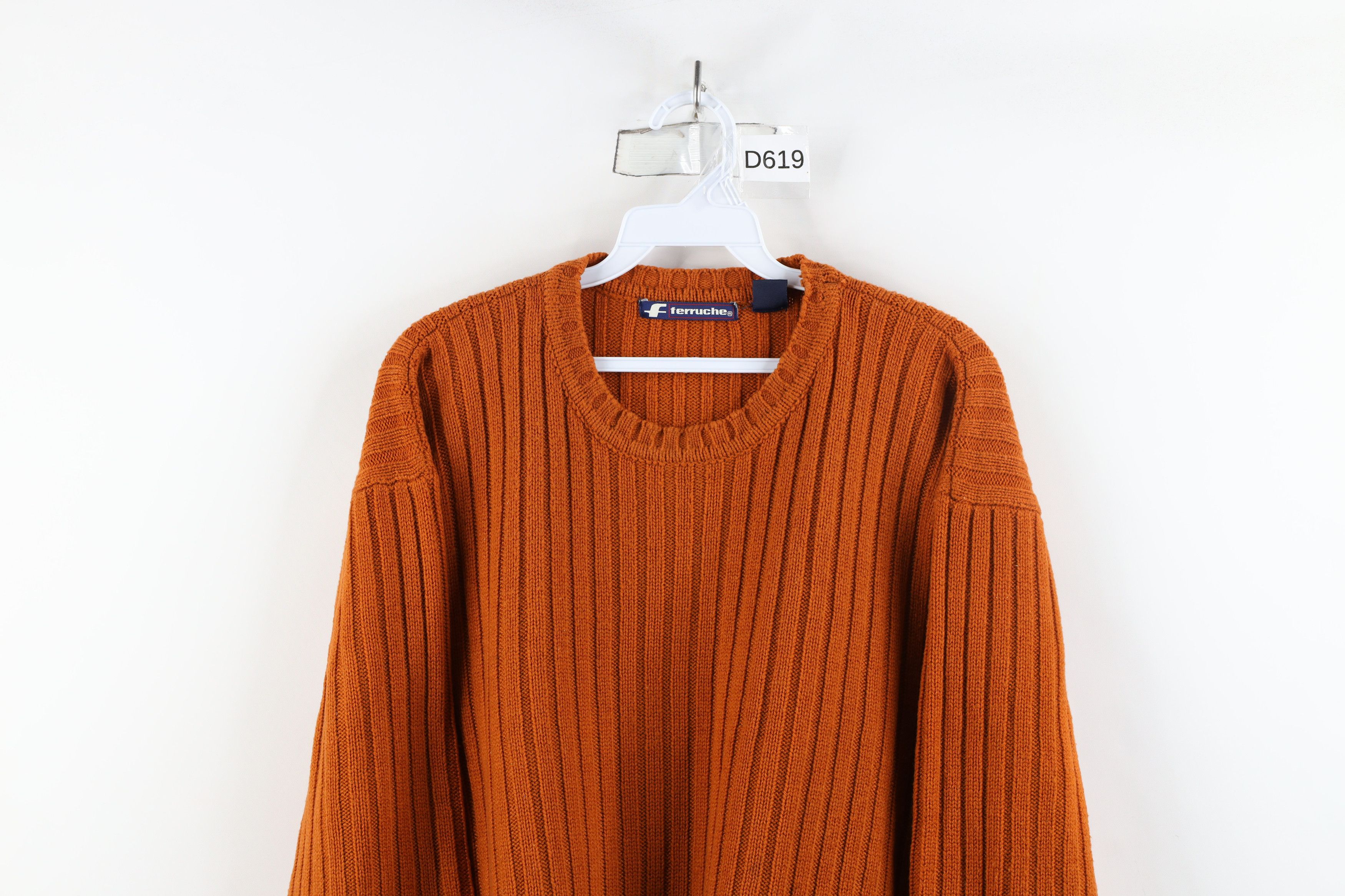 Vintage Vintage 90s Streetwear Ribbed Knit Sweater Burnt Orange Size US L / EU 52-54 / 3 - 2 Thumbnail