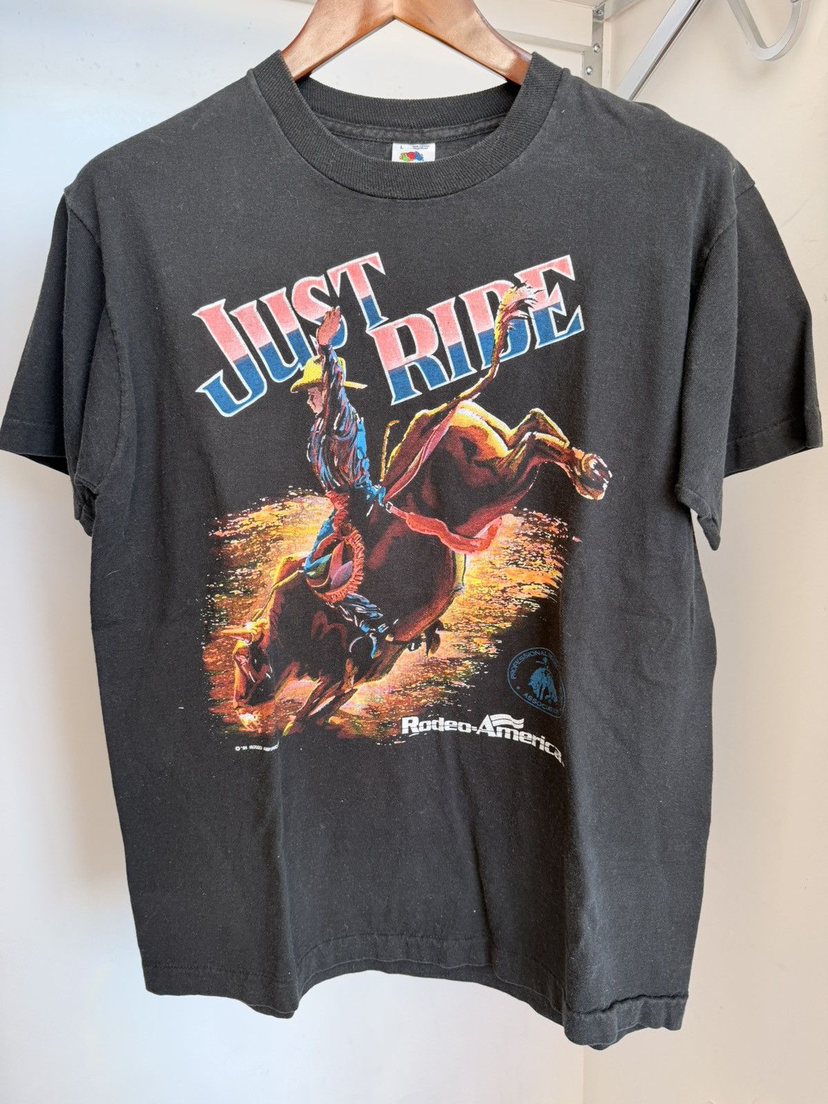 Fruit Of The Loom Vintage Rodeo America Just Ride Fruit of the Loom T-Shirt Size US L / EU 52-54 / 3 - 1 Thumbnail