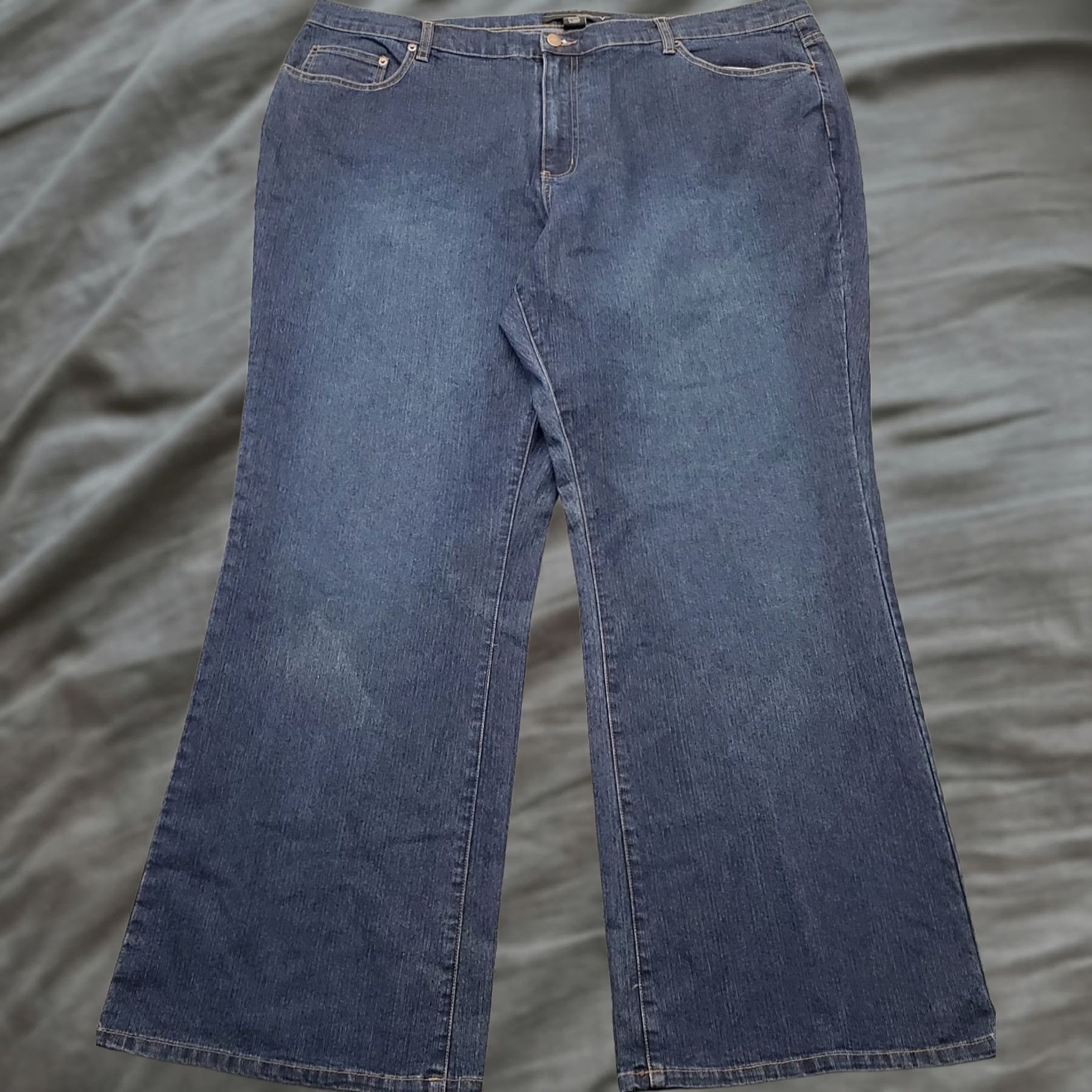 Denime Venezia Womens 26 Blue Denim Flared Jeans Relaxed Stretch Low Waist 5-Pocket Denim, Vintage: No, Size: 26, Plus Size Size 26" / US 2 / IT 38 - 1 Thumbnail