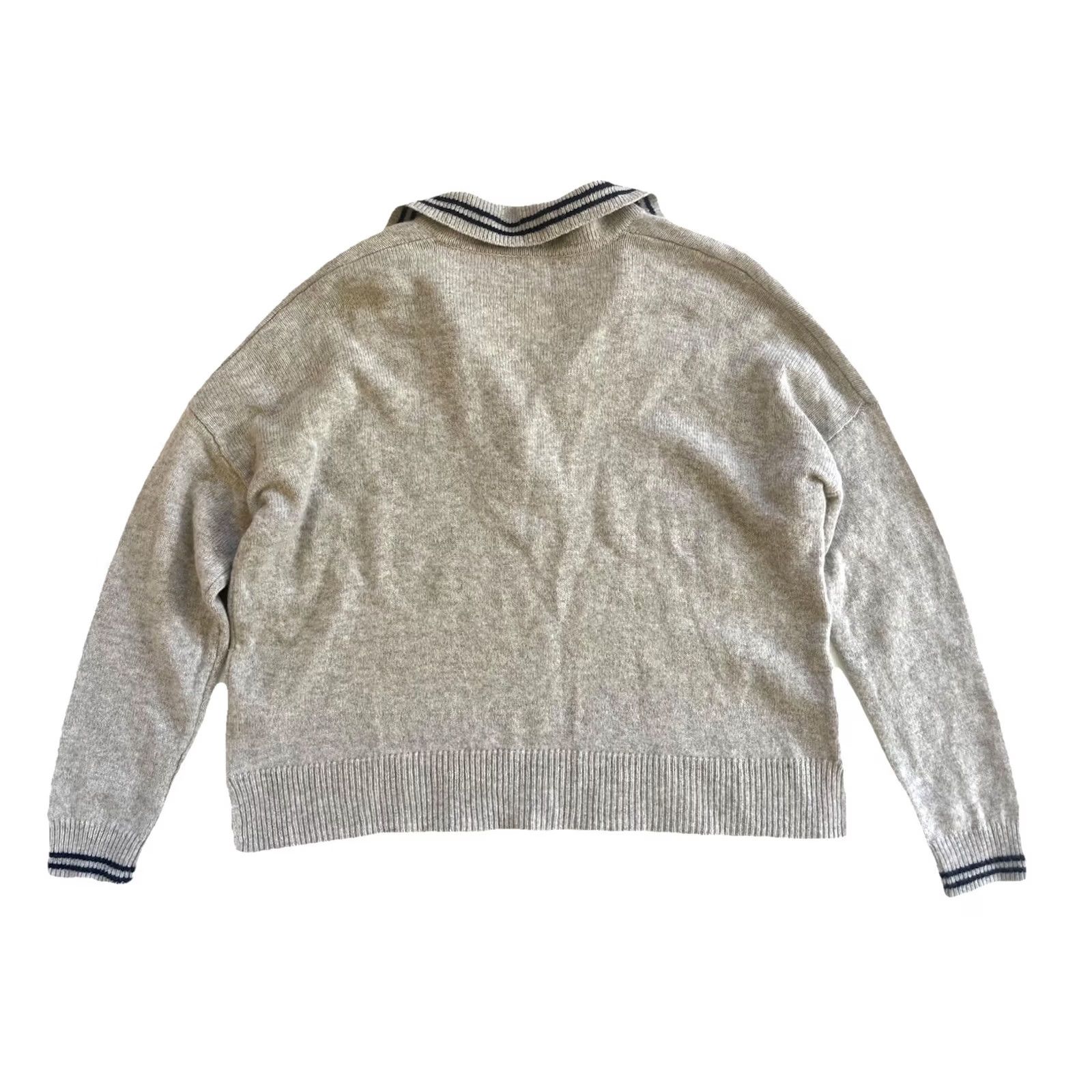 Madewell Madewell Sweater Women Small Grey Blue Collared Relaxed Fit V-Neck 100% Wool Size S / US 4 / IT 40 - 2 Thumbnail