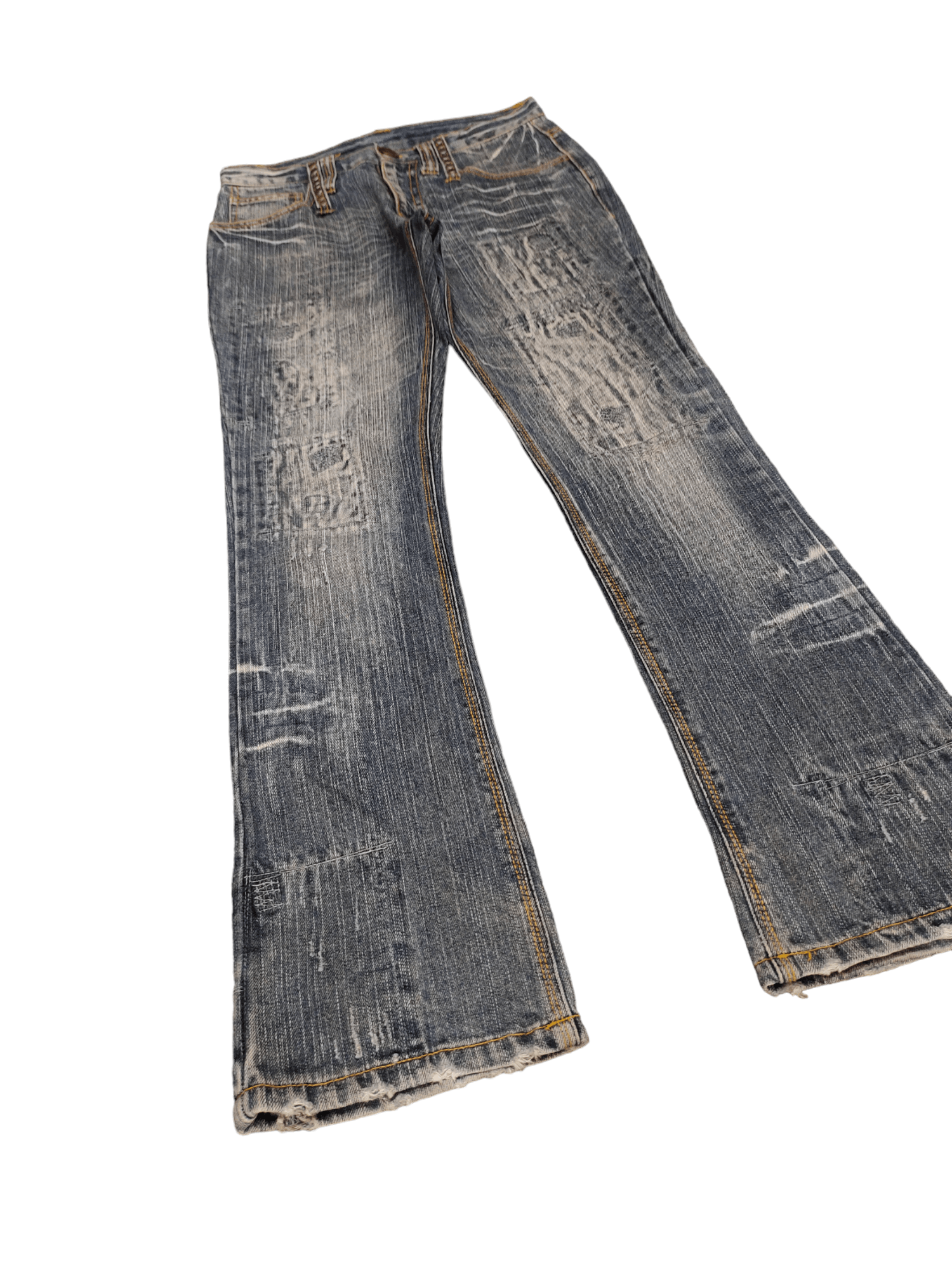 If Six Was Nine Flare Jeans FS Studded Distress Faded Boot Cut Y2k Mudmax Size US 30 / EU 46 - 3 Thumbnail