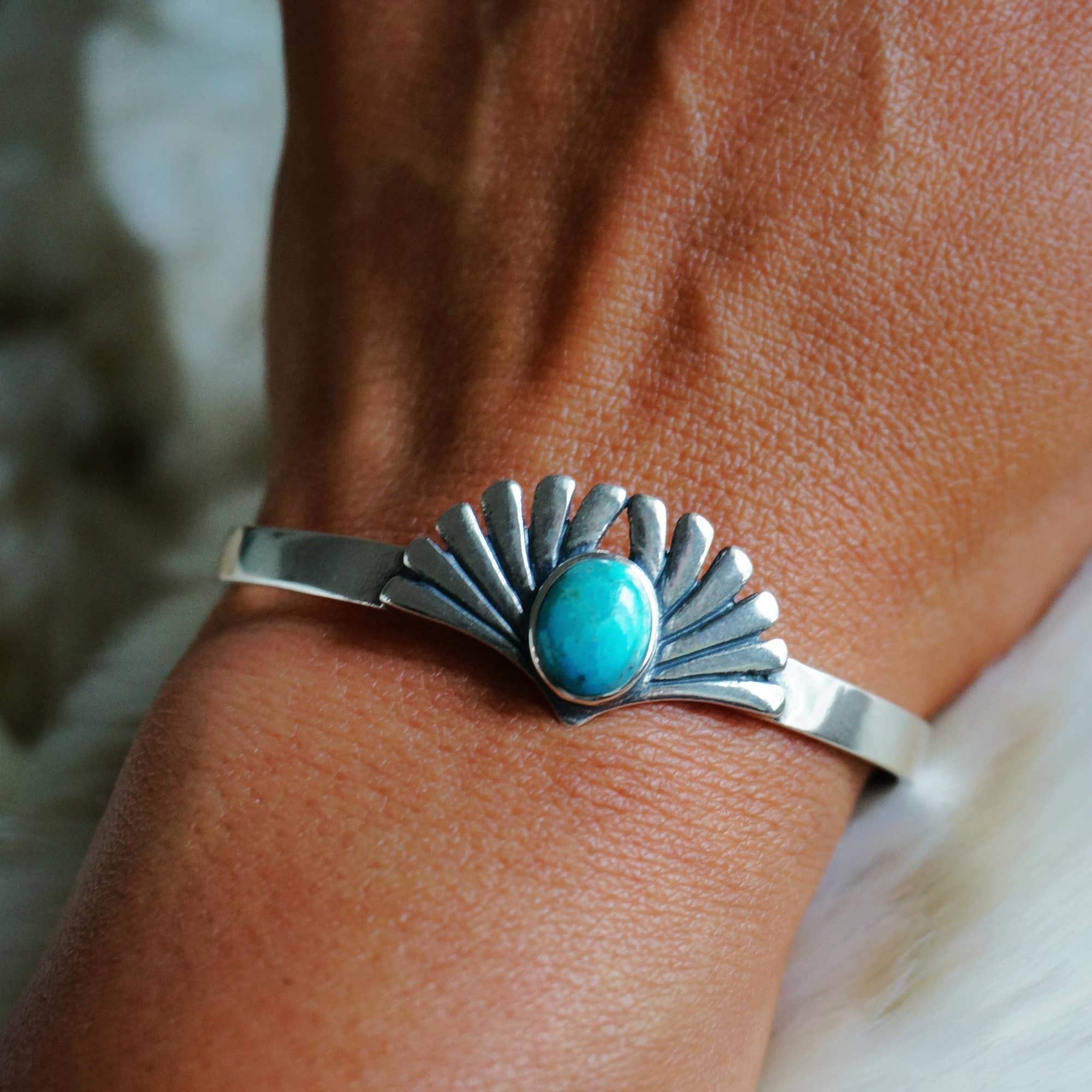 Other Turquoise Blessing Cuff Bracelet - Authentic Sterling Silver Size ONE SIZE - 6 Thumbnail