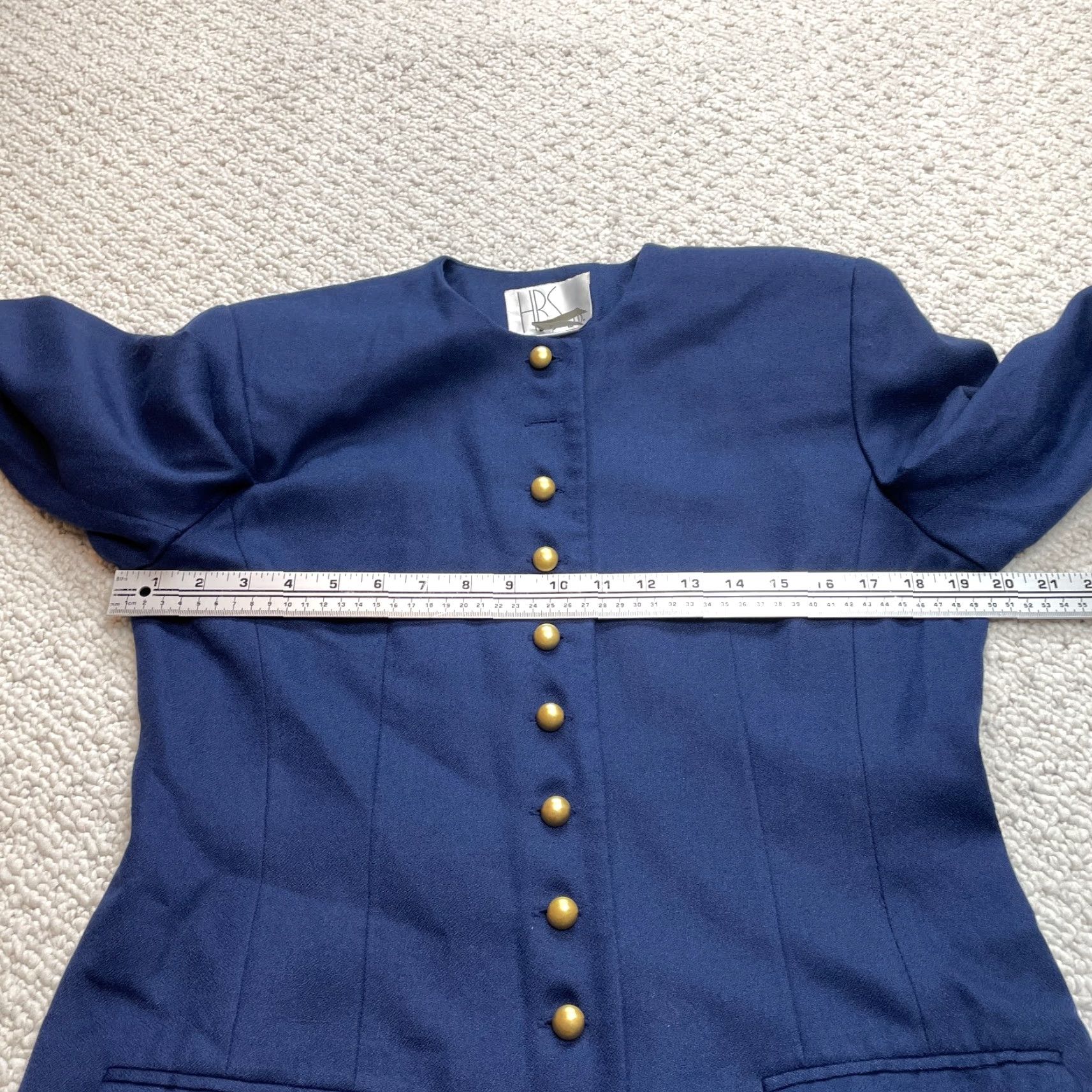 Vintage VINTAGE LTD HBS Jacket Womens 10 Blue Mid Length Long Sleeve Button Pocketed Pockets Size L / US 10 / IT 46 - 7 Thumbnail