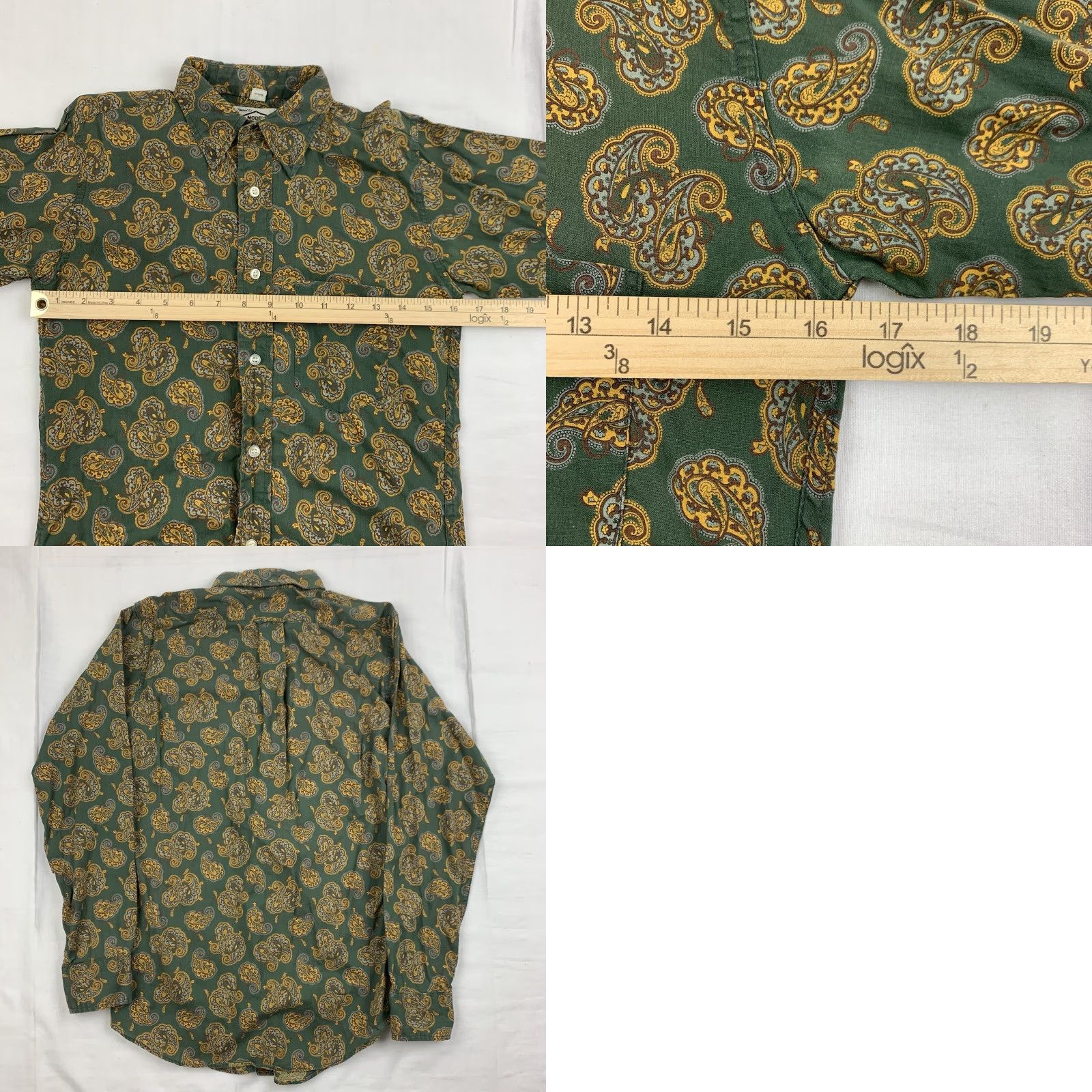 Vintage VINTAGE Model Button-Up Shirt Womens 16 Green Paisley Long Sleeve 1970s Classic Size XXL / US 16-18 / IT 52-54 - 8 Thumbnail