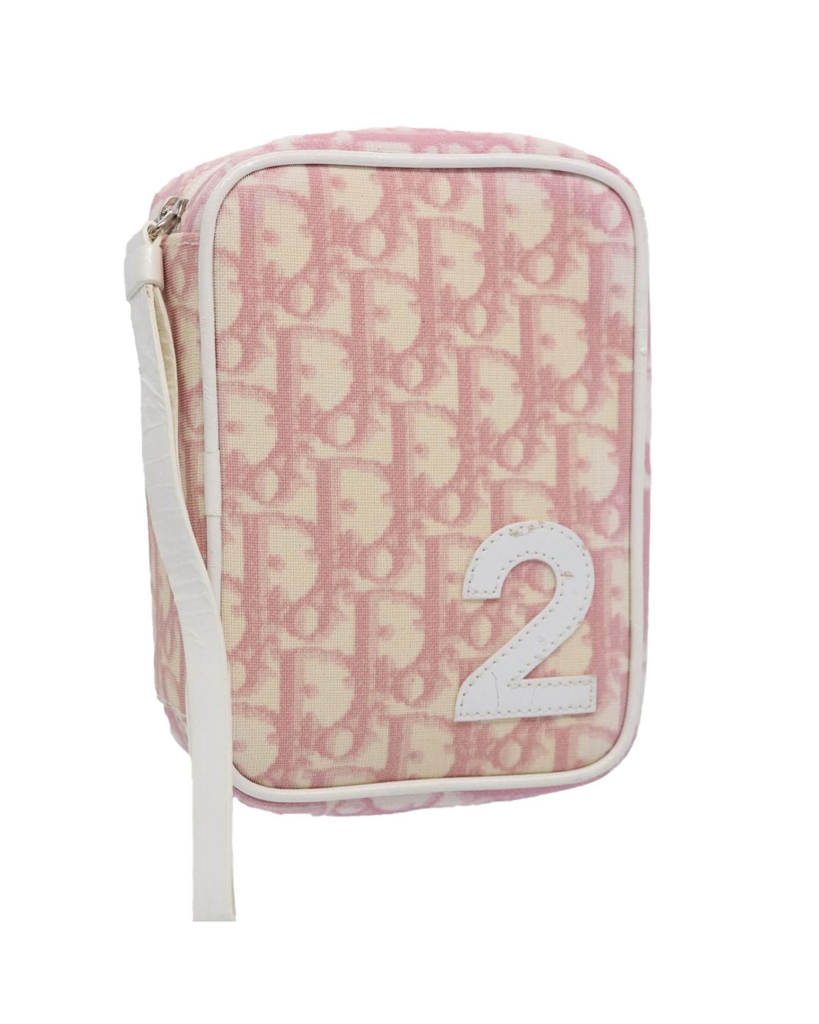 image of Christian Dior Monsieur Trotter Canvas Pink Pouch By Christian Dior - Bc Rank, Women's
