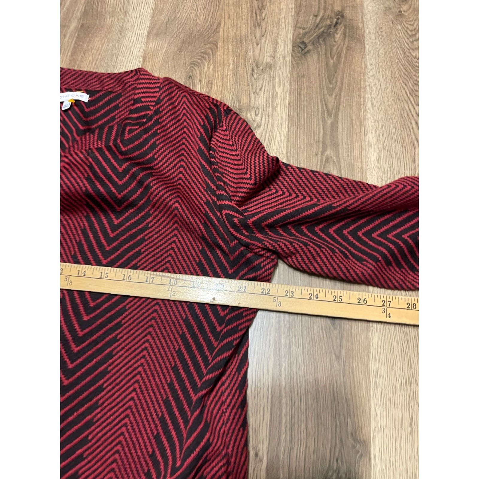 Vintage Notations Sweater Cardigan, Women's L Open Long Red Black, NWT, Casual, Fall Spring Summer, Womens Size L / US 10 / IT 46 - 5 Thumbnail