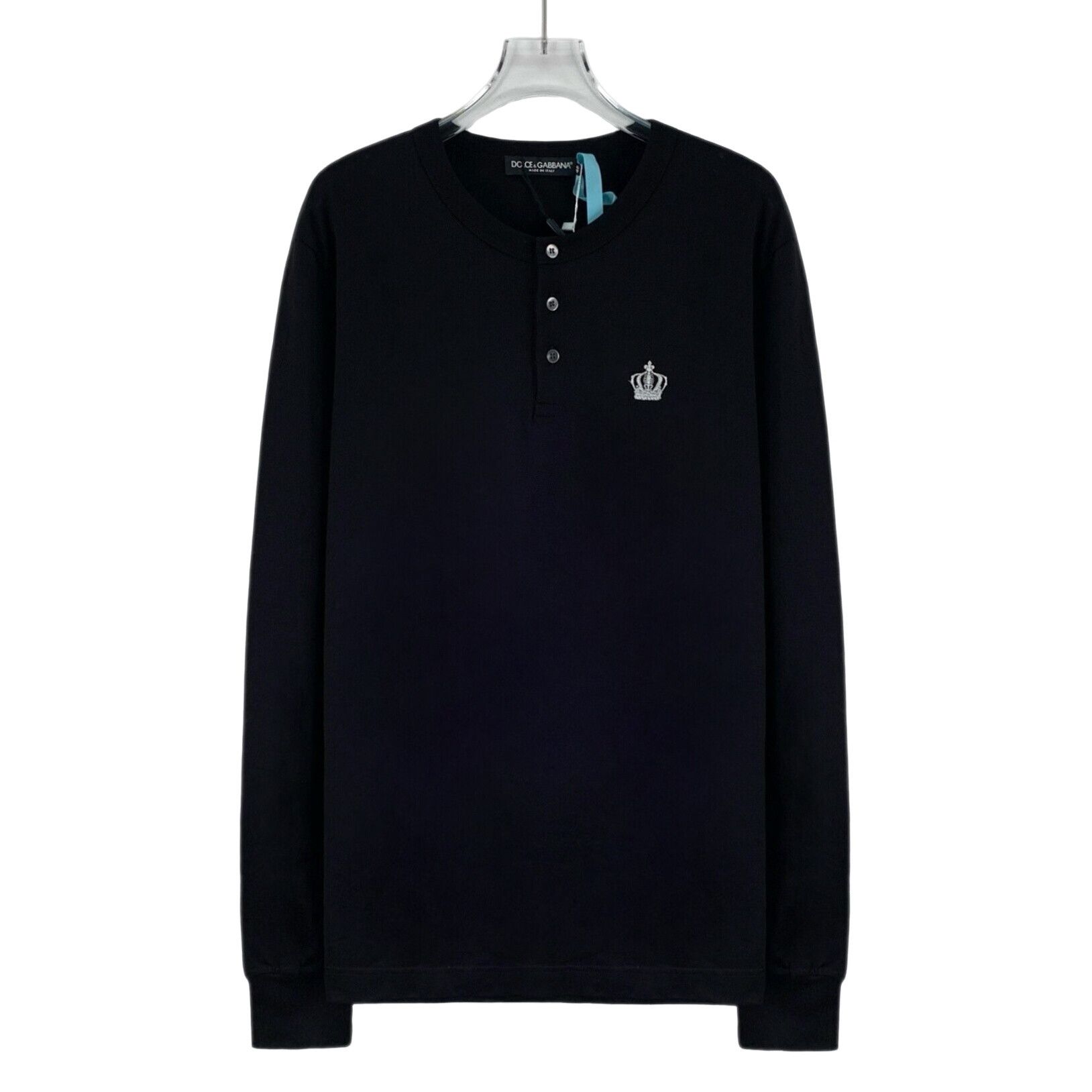 Dolce & Gabbana Dolce & Gabbana Crown Embroidered Henley Sweater 44 Size US S / EU 44-46 / 1 - 1 Thumbnail