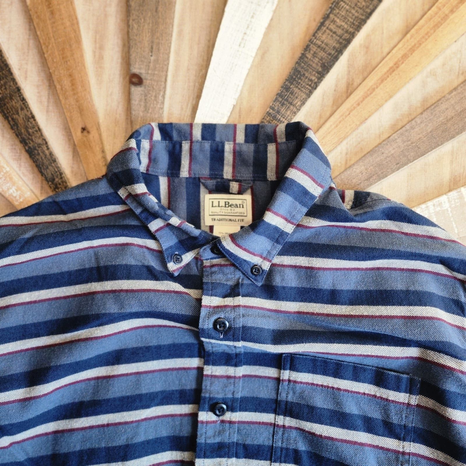 L.L. Bean L.L. Bean Men's L Organic Blend, Blue/Red/White Stripes Size US L / EU 52-54 / 3 - 1 Thumbnail