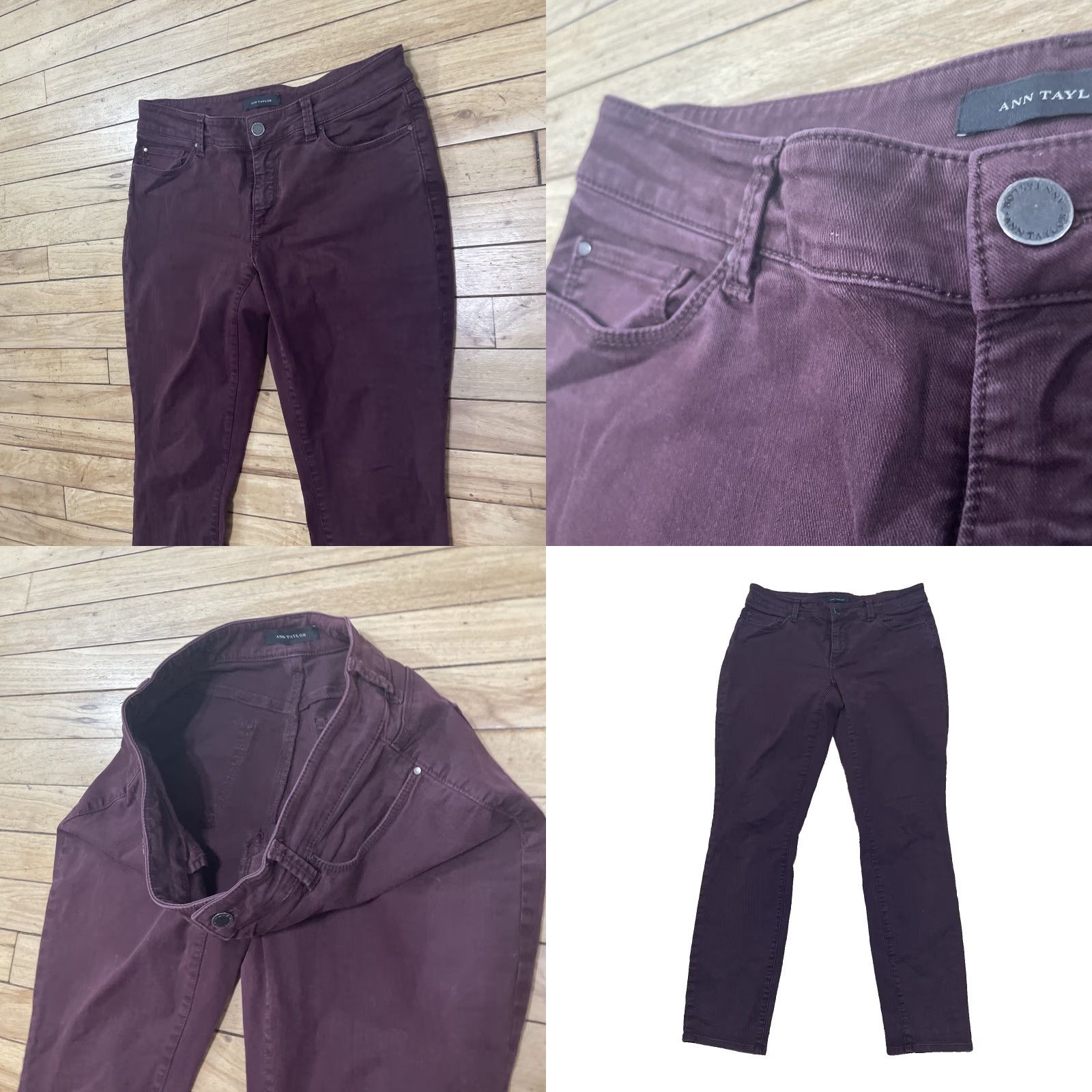 Ann Taylor ANN TAYLOR Burgundy Pants Women 6 The Skinny Curvy Red Maroon Stretch Jeans 30 6 Pants Women Regular Red Burgundy Skinny 29 In Inseam 29 Size 28" / US 6 / IT 42 - 11 Thumbnail