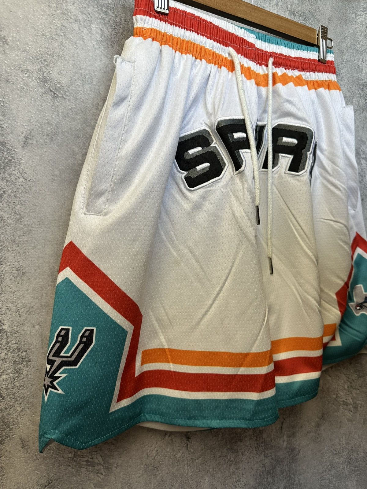 NBA × Vintage Just Don San Antonio Spurs Hardwood Classic Fiesta Shorts Size US 30 / EU 46 - 4 Thumbnail