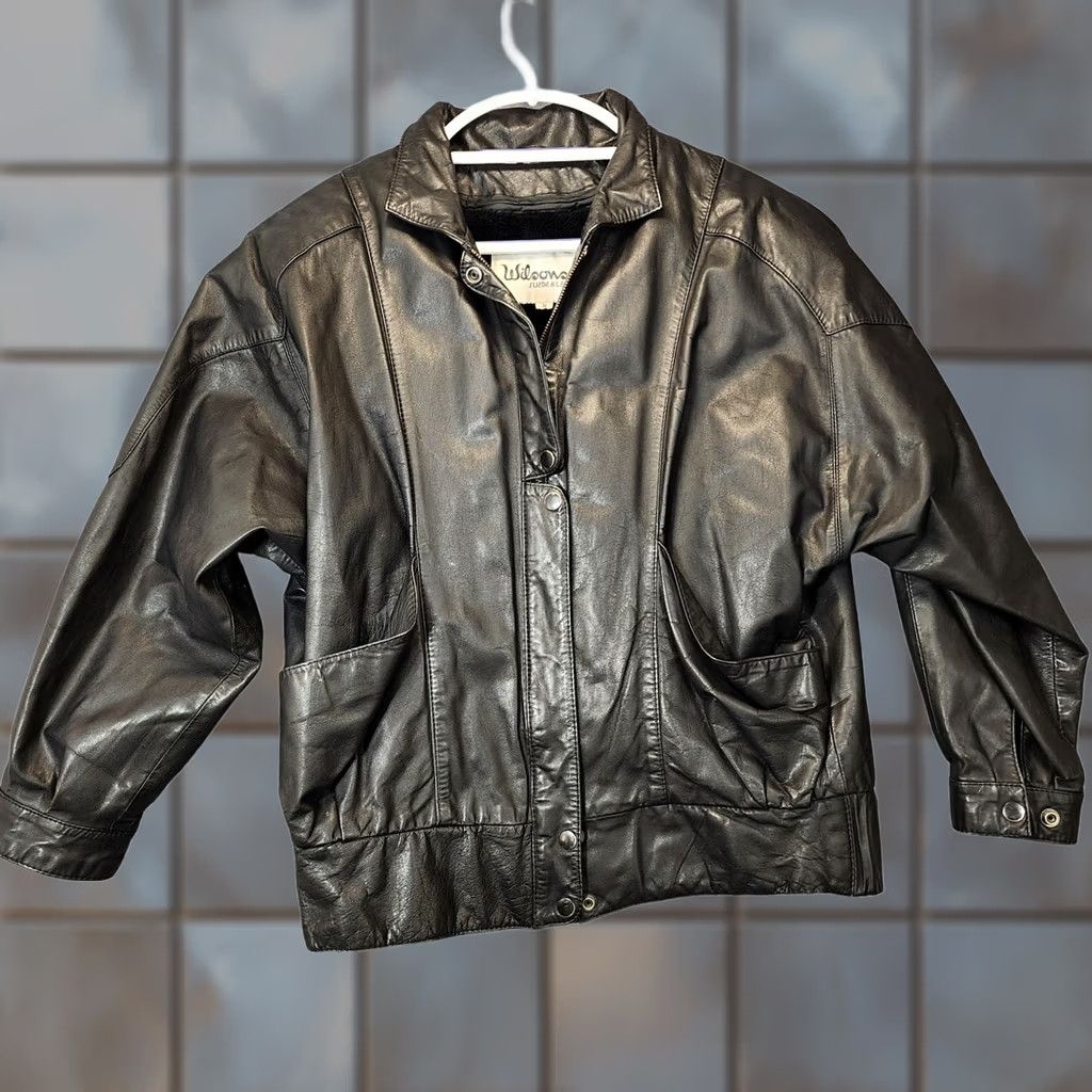 Vintage VINTAGE Wilsons Womens Leather Jacket Black Medium Fleece Lined Biker Moto 80s Size M / US 6-8 / IT 42-44 - 1 Thumbnail