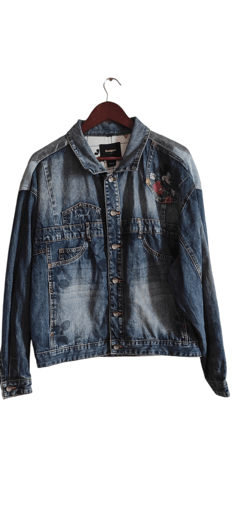 Desigual × Disney Desigual Women's Patchwork Mickey Mouse Graphic Denim Jacket Size M / US 6-8 / IT 42-44 - 2 Thumbnail