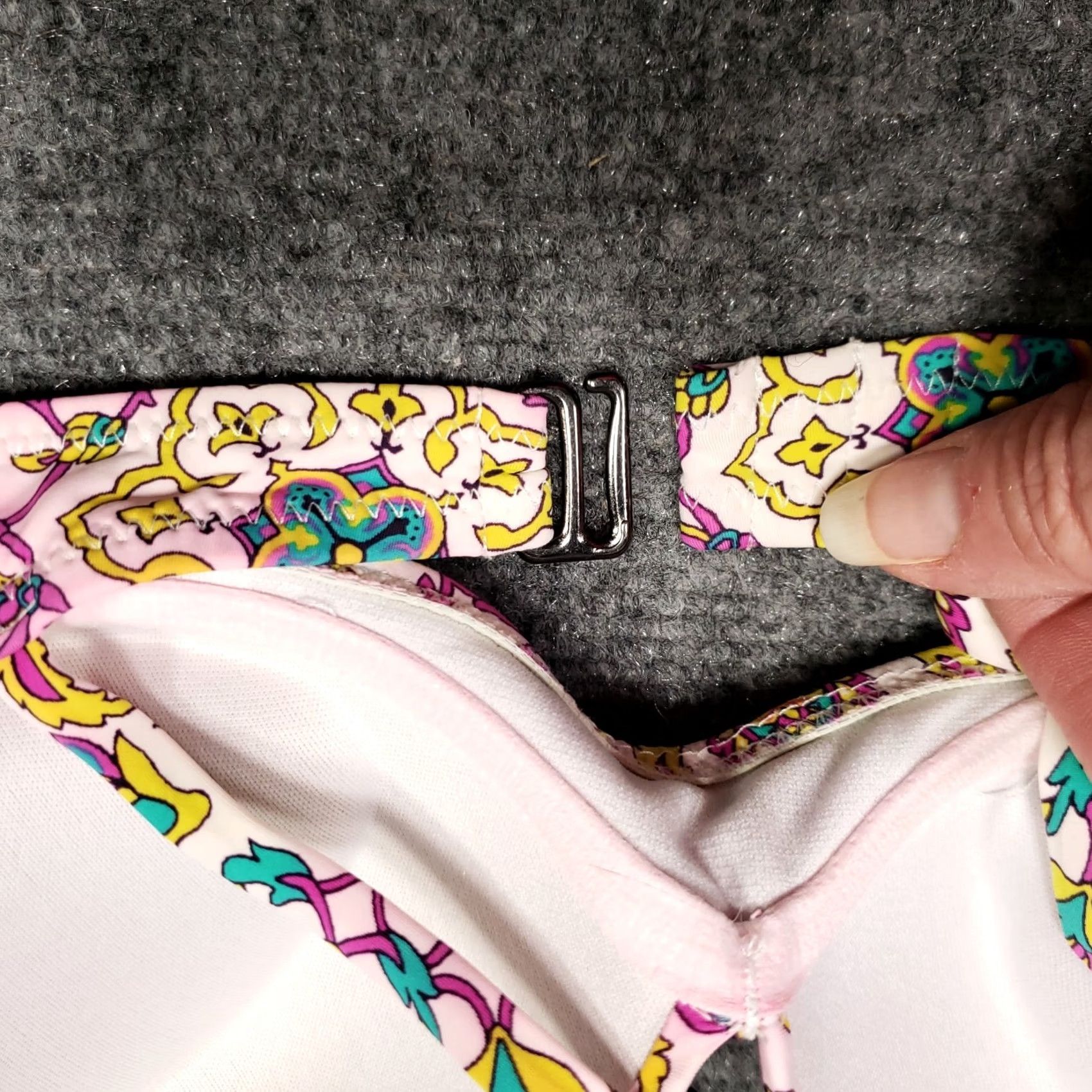 Vintage Francesca's Bikini Top Womens M Medium Pink Floral Flower Beach Swimwear Size M / US 6-8 / IT 42-44 - 6 Thumbnail
