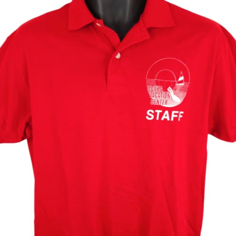 Jerzees VINTAGE Jerzees Polo Shirt Mens Large 80s 90s Made In USA Cotton Blend Red Short Sleeve Polo Shirt Mens L Size US L / EU 52-54 / 3 - 2 Thumbnail