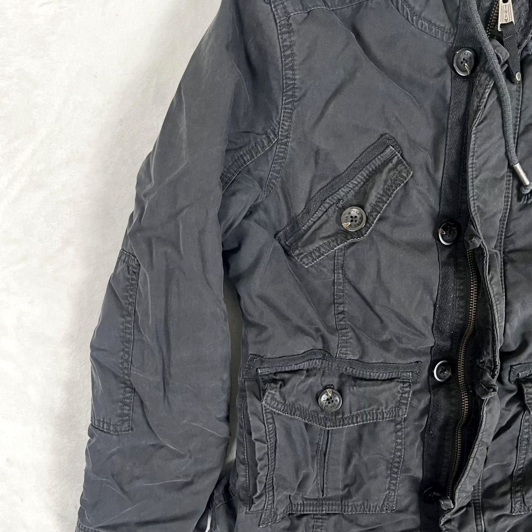 TNA TNA Platoon Jacket Womens Medium Black Hooded Quilted Lined Military Twill Coat Size M / US 6-8 / IT 42-44 - 2 Thumbnail