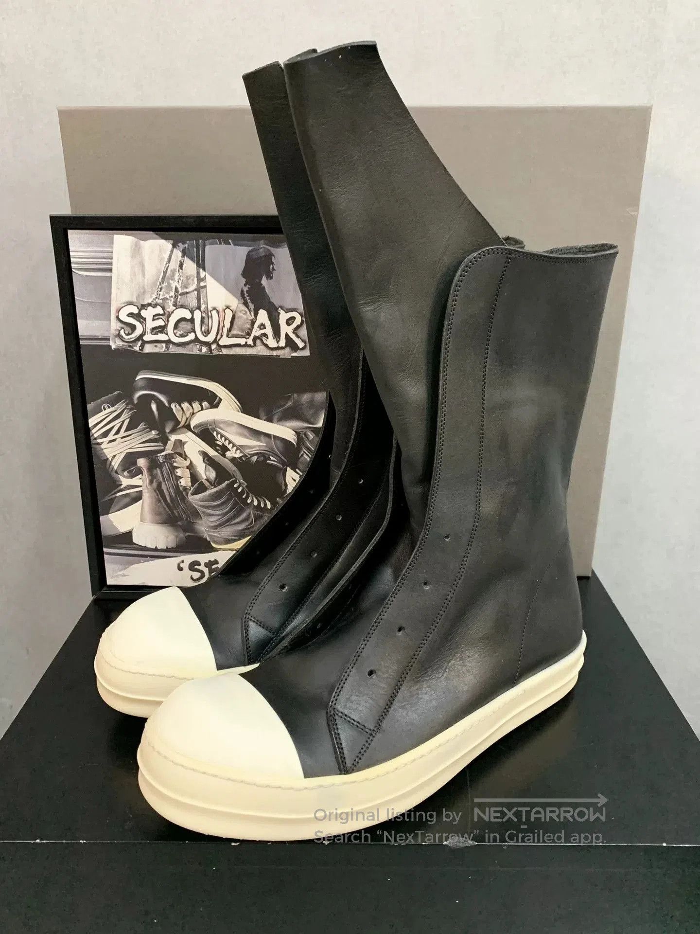 Rick Owens Rick Owens Leather Long Tongue Boots. Size US 7.5 / EU 40-41 - 2 Thumbnail