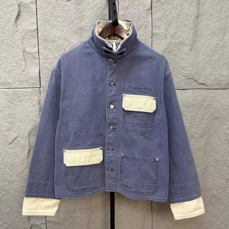 Dior Dior Homme Blue Denim Embroidery Jacket - dmc Size US L / EU 52-54 / 3 - 1 Thumbnail