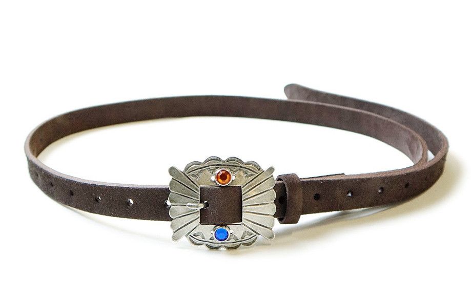 Kapital Kapital Suede Pueblo disco Buckle Belt leather brown new Size ONE SIZE - 8 Thumbnail