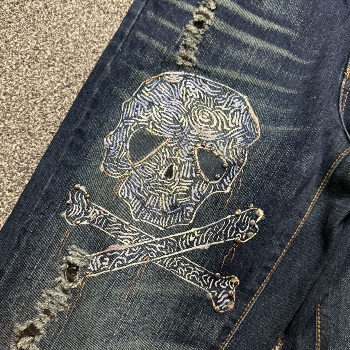 If Six Was Nine 🔥🇯🇵 Y2K Japanese Skull Affliction Stockton Undercover Style Size US 30 / EU 46 - 5 Thumbnail