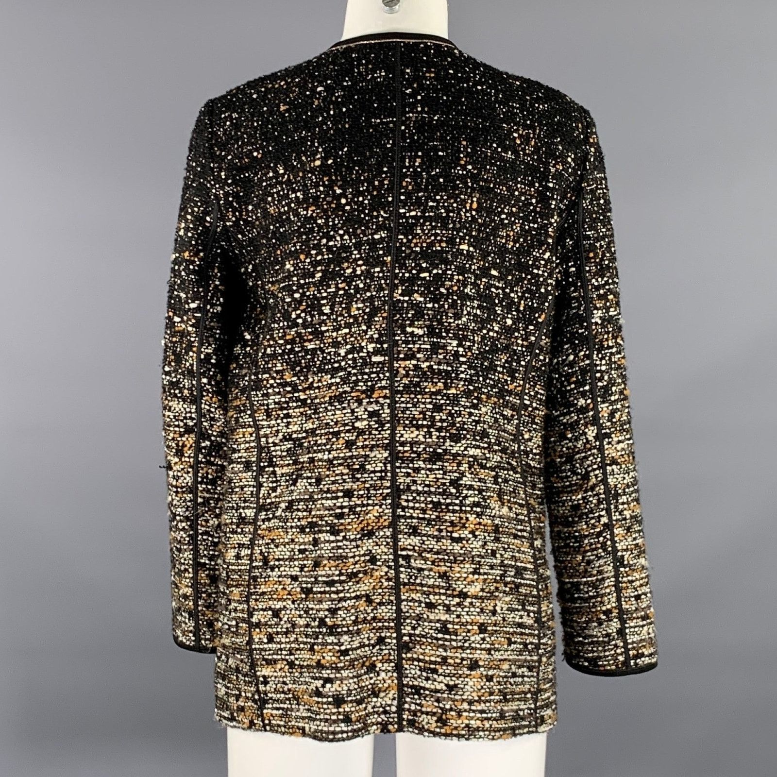 Lafayette 148 LAFAYETTE 148 Size M Black Gold Tweed Nehru Collar Jacket Size M / US 6-8 / IT 42-44 - 4 Thumbnail