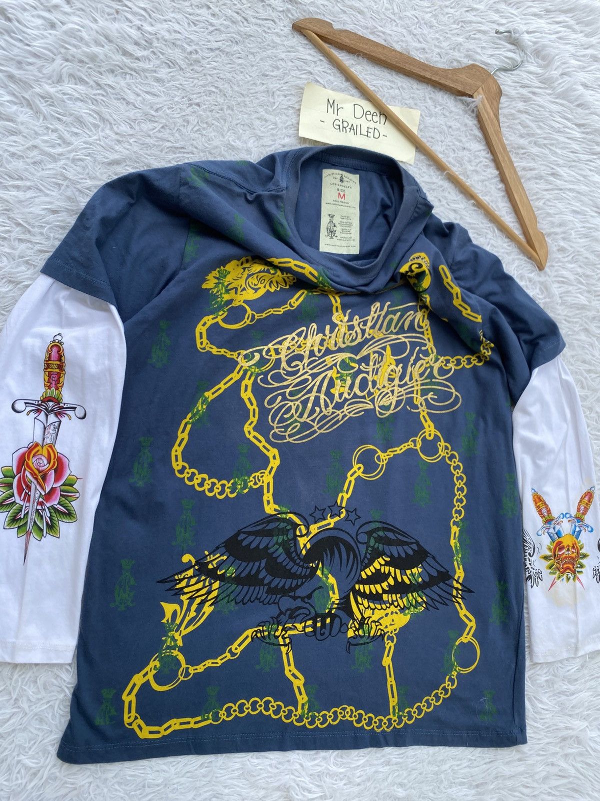 Christian Audigier Christian Audigier Men's M Long Sleeve Graphic Skull Tee Size US M / EU 48-50 / 2 - 10 Thumbnail