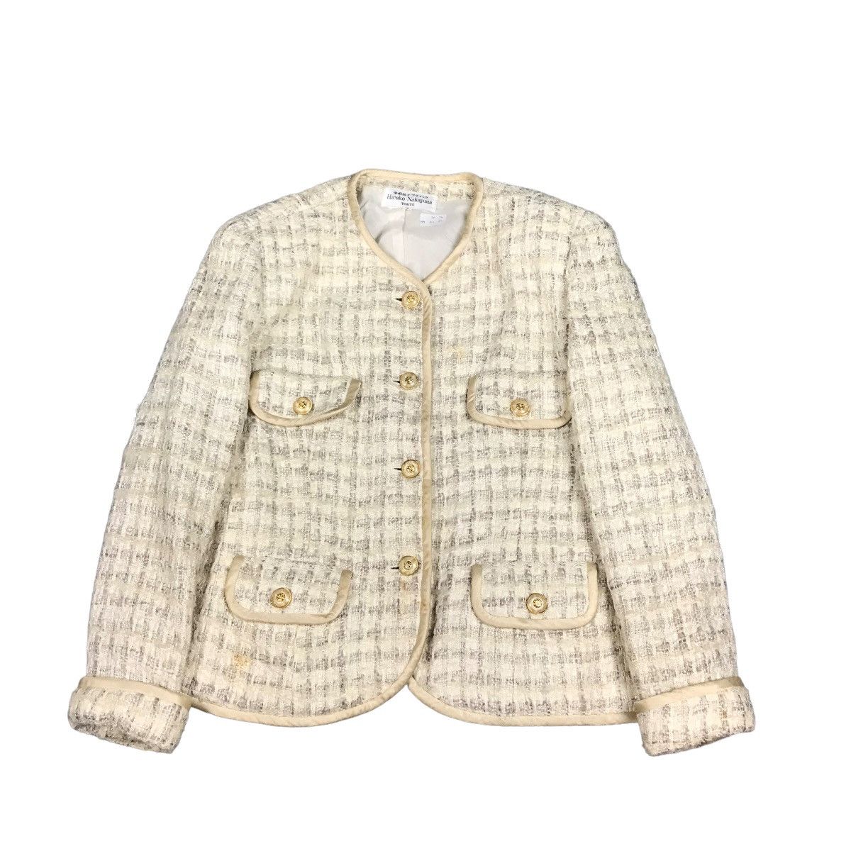 Japanese Brand HIROKO NAKAJIMA JAPAN TWEED COAT JACKET Size S / US 4 / IT 40 - 1 Thumbnail