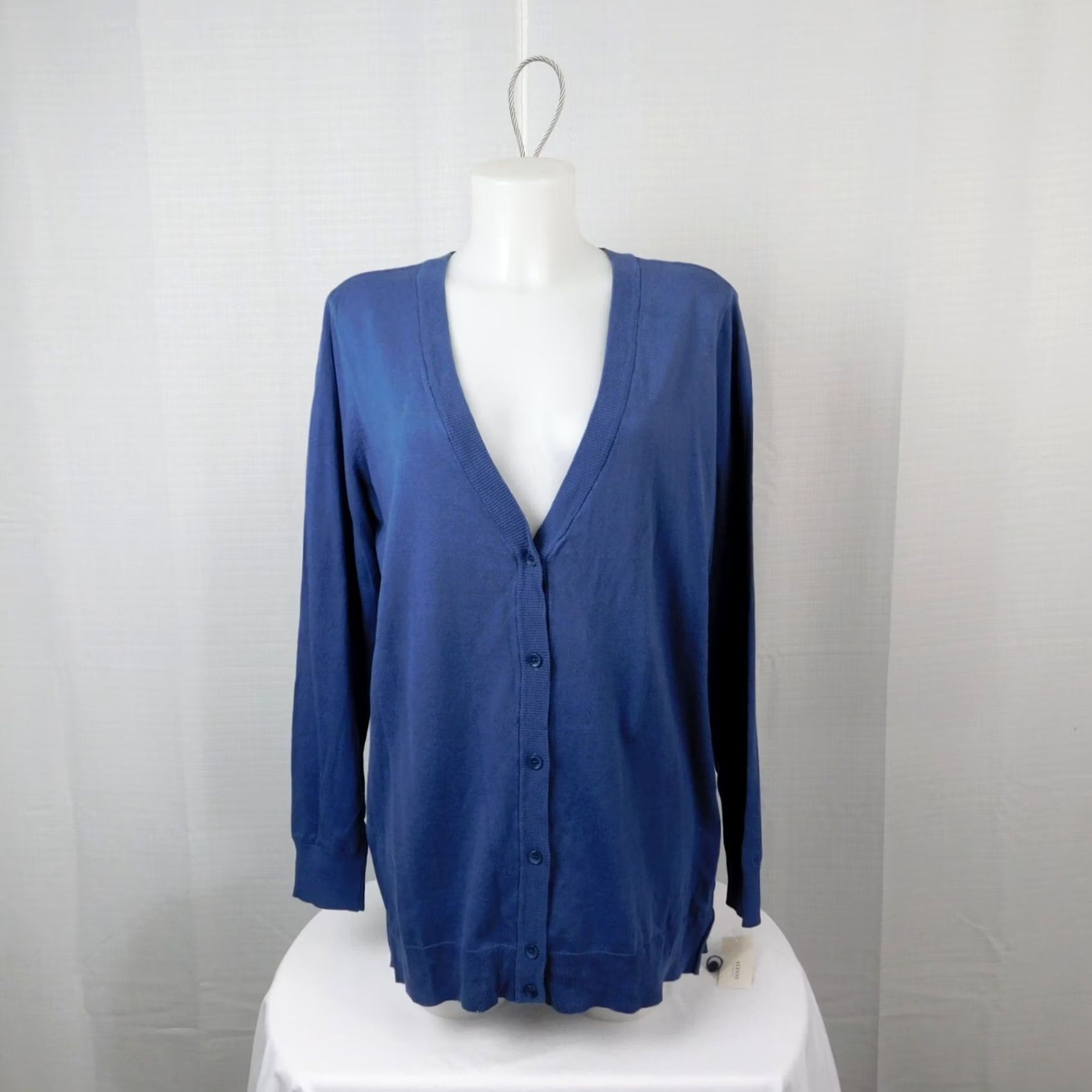 Alfani Alfani Cardigan V-Neck Button Knit Cotton Blue Small Womens/Ladies Size S / US 4 / IT 40 - 2 Thumbnail