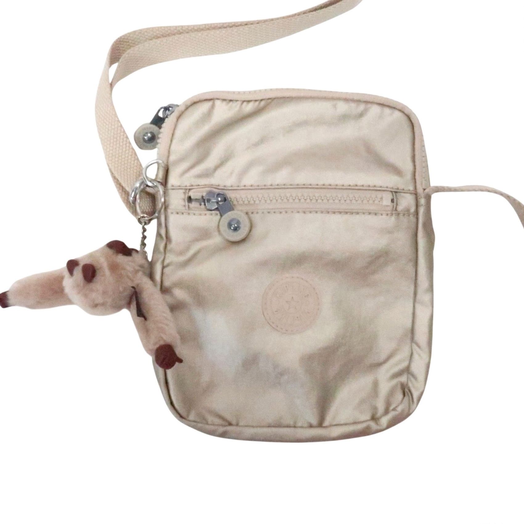 Vintage Kipling Crossbody Bag Gold Nylon Small Women Zip Purse w/ Gorilla Charm Keychain Size ONE SIZE - 3 Thumbnail